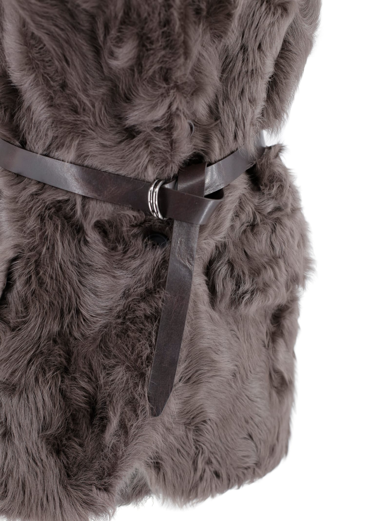 Brunello Cucinelli Shearling Gilet In Brown