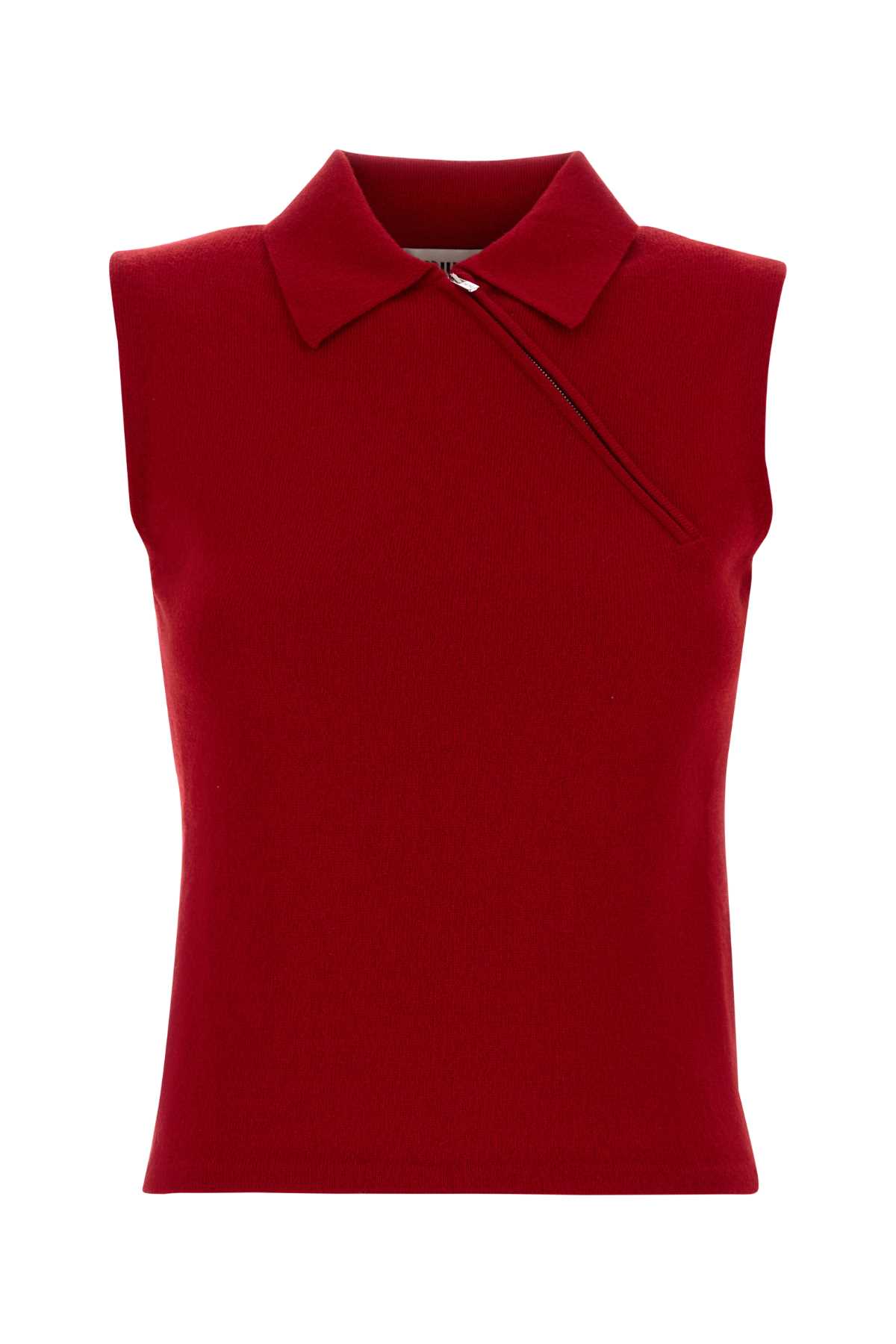 Miu Miu Reed Cashmere Polo Shirt In Red