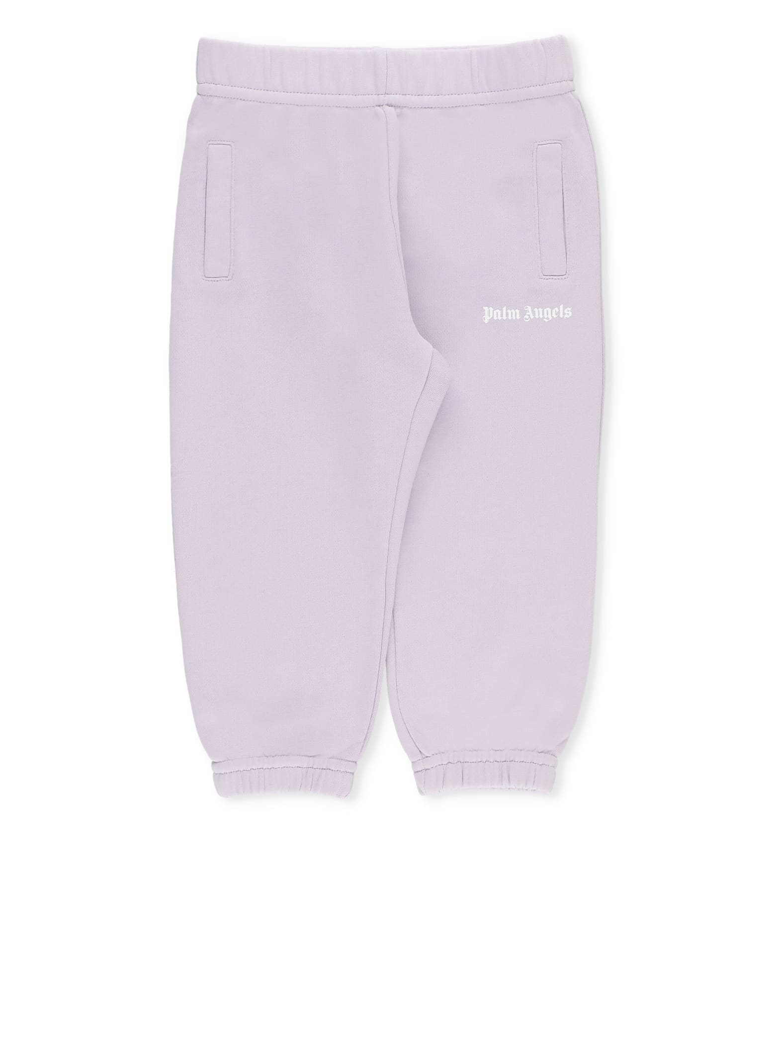 Shop Palm Angels Pants With Logo In Purple
