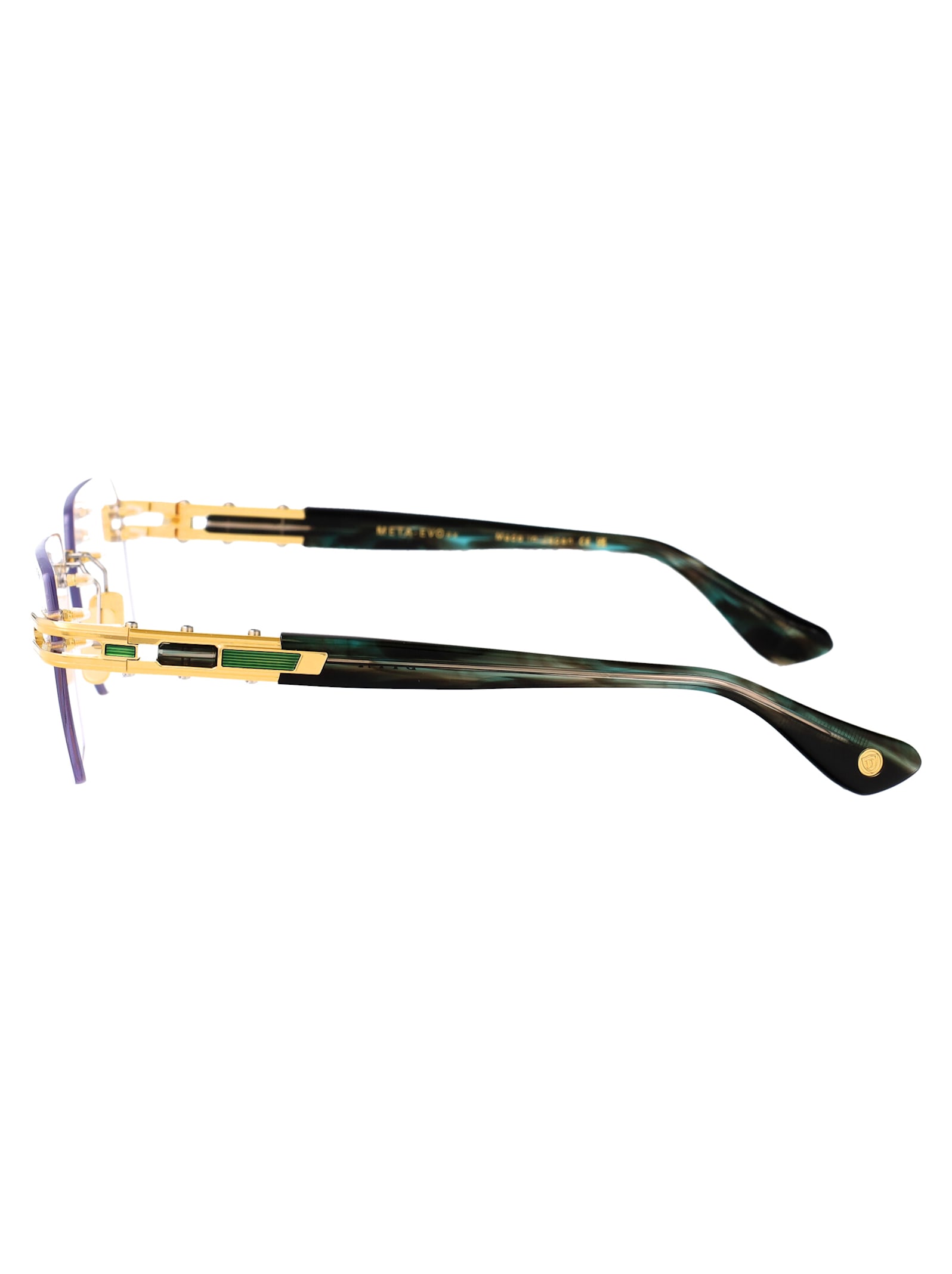 Dita Meta-evo Rx Glasses In Yellow Gold - Arctic Sky Swirl W Clear