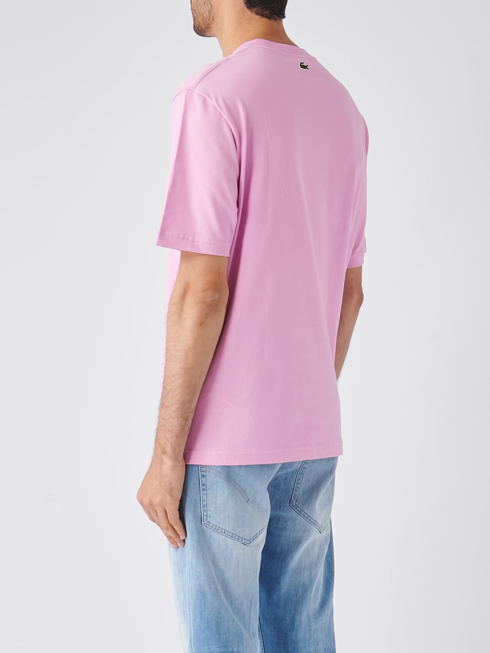 Shop Lacoste Maglietta M/c T-shirt In Rosa