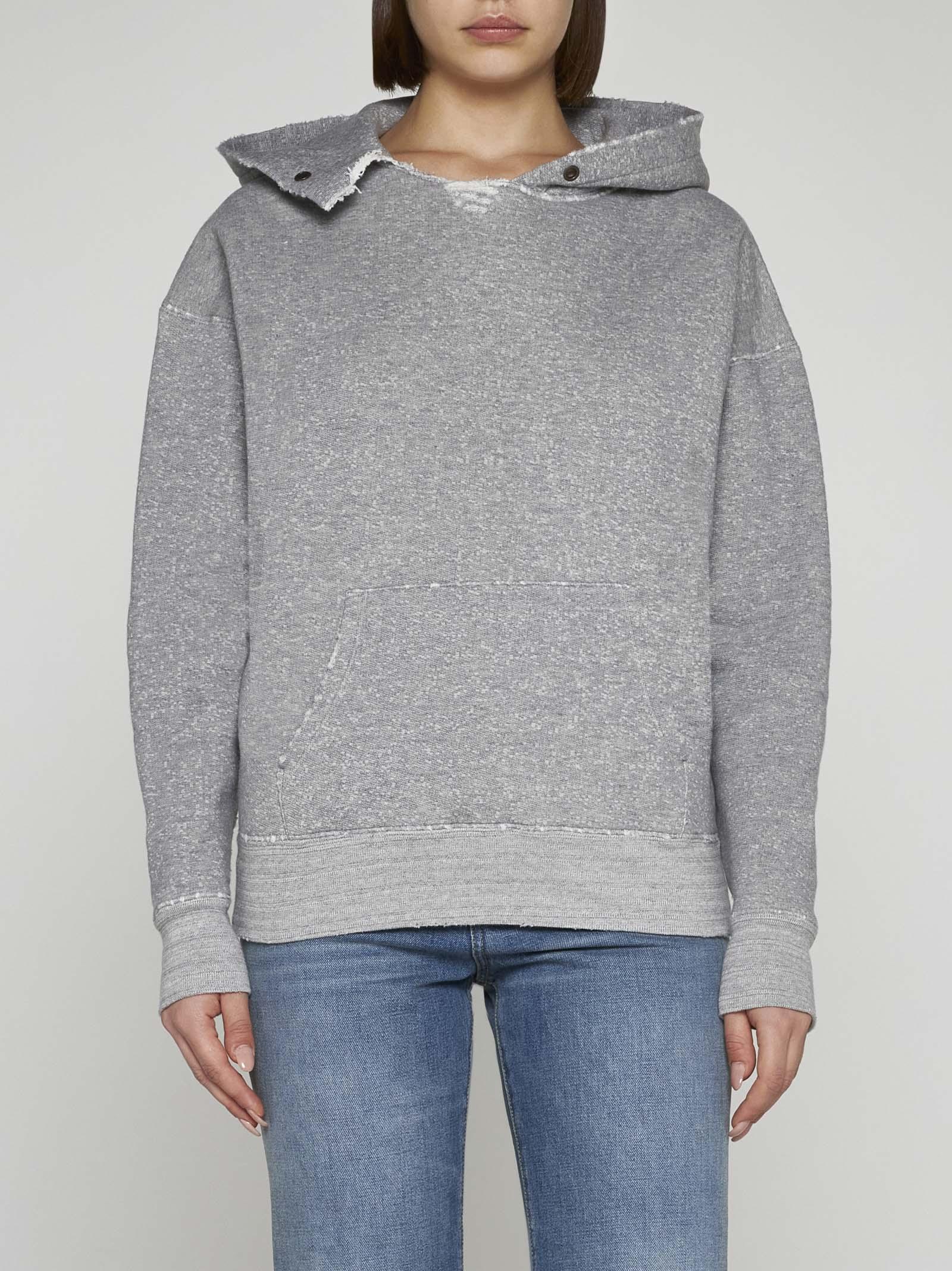 Saint Laurent Université distressed-effect marl hoodie - Grey
