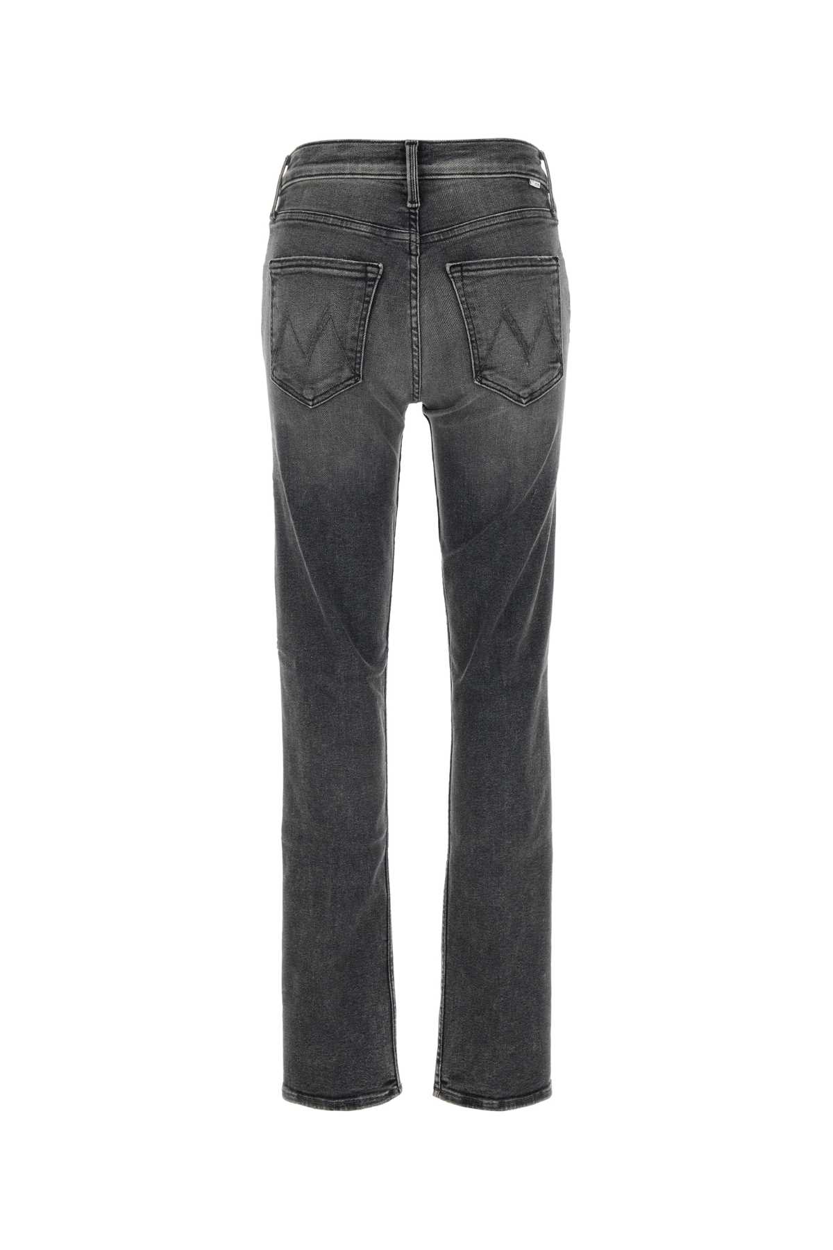 Shop Mother Black Stretch Denim The Mid Rise Rider Skimp Jeans In Hsn