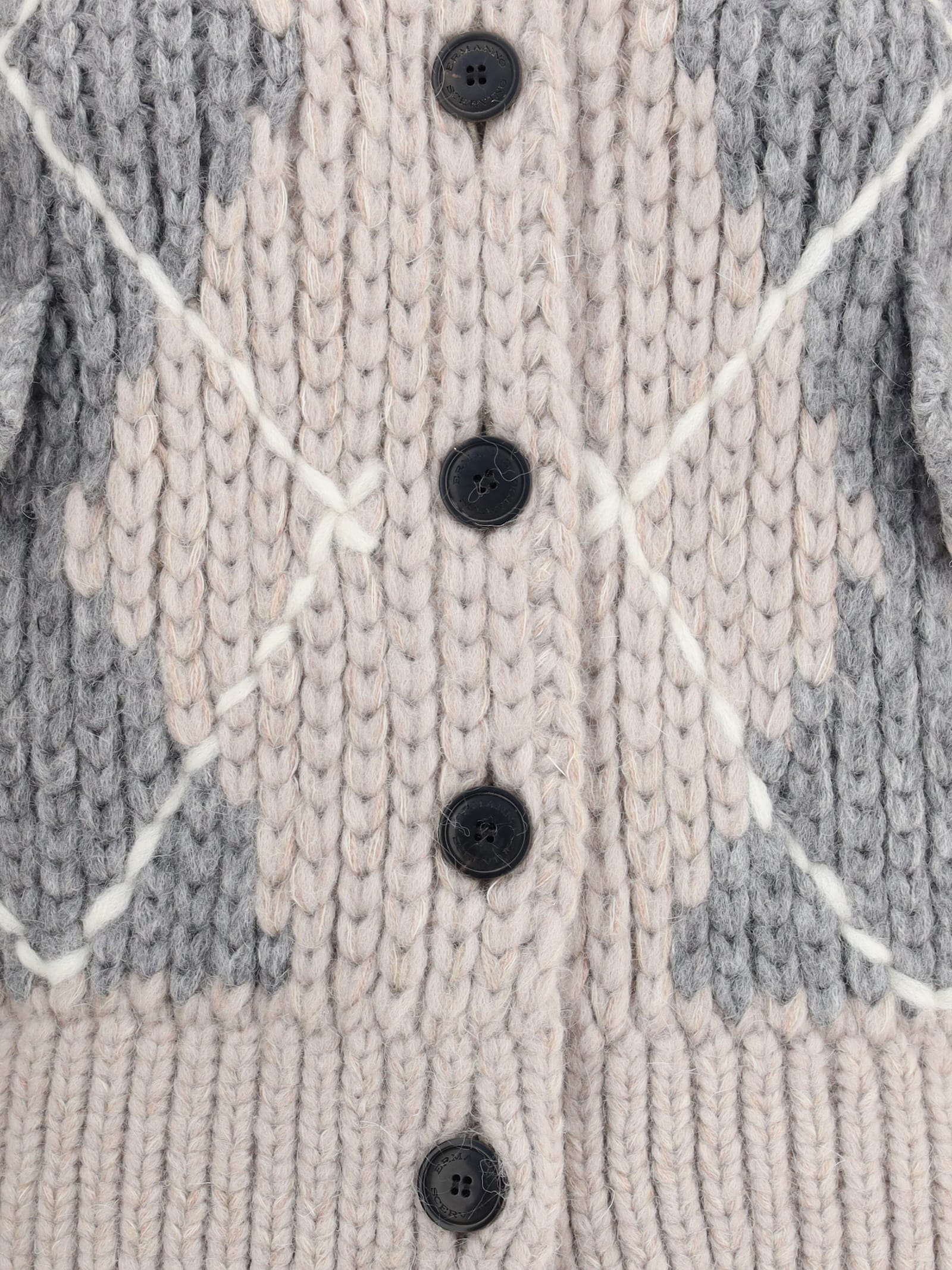 Ermanno Scervino Argyle-pattern Knitted Cardigan In Neutral