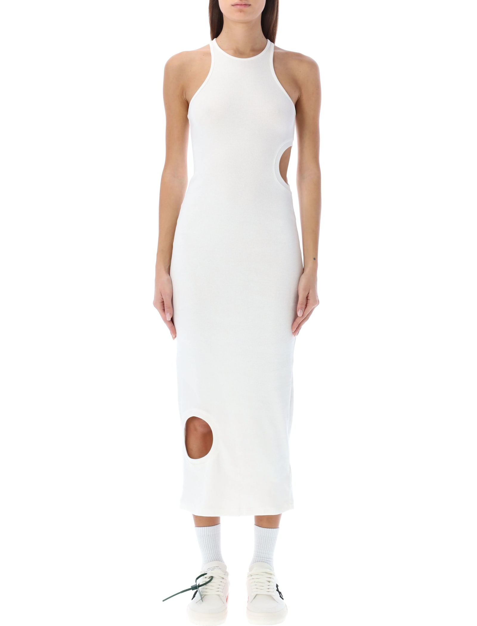 OFF-WHITE METEOR RIBBED ROWING LONG DRESS