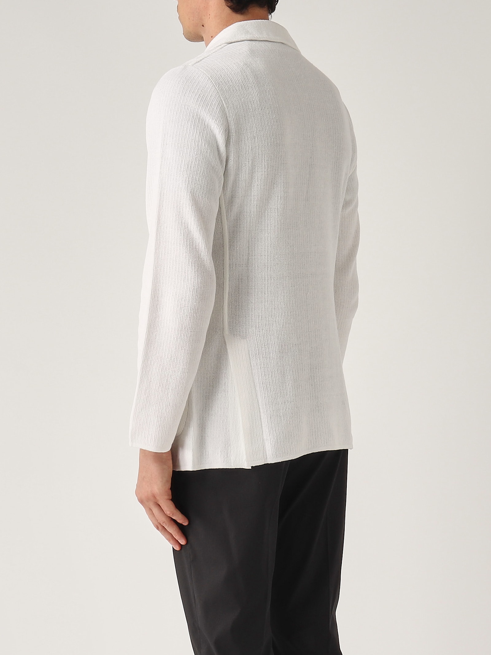 Lardini White Wool Knit Single-breasted Blazer In Bianco Ottico