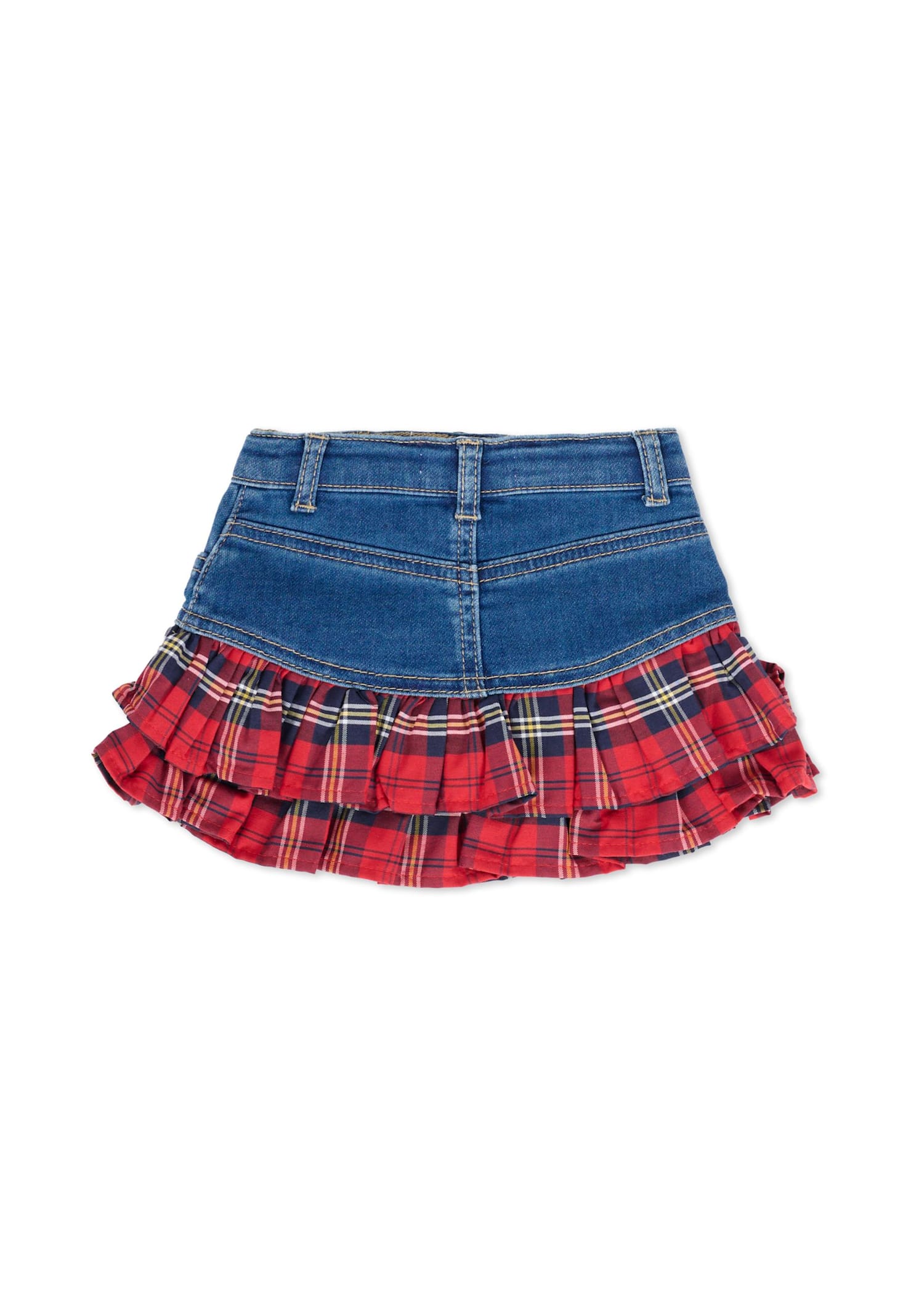 Monnalisa Blue Skirt For Baby Girl With Logo In Blue