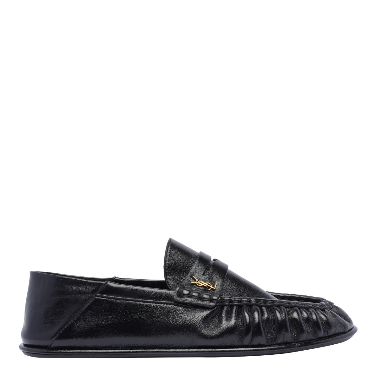 Saint Laurent Mocassins With Gathered Effect In Black