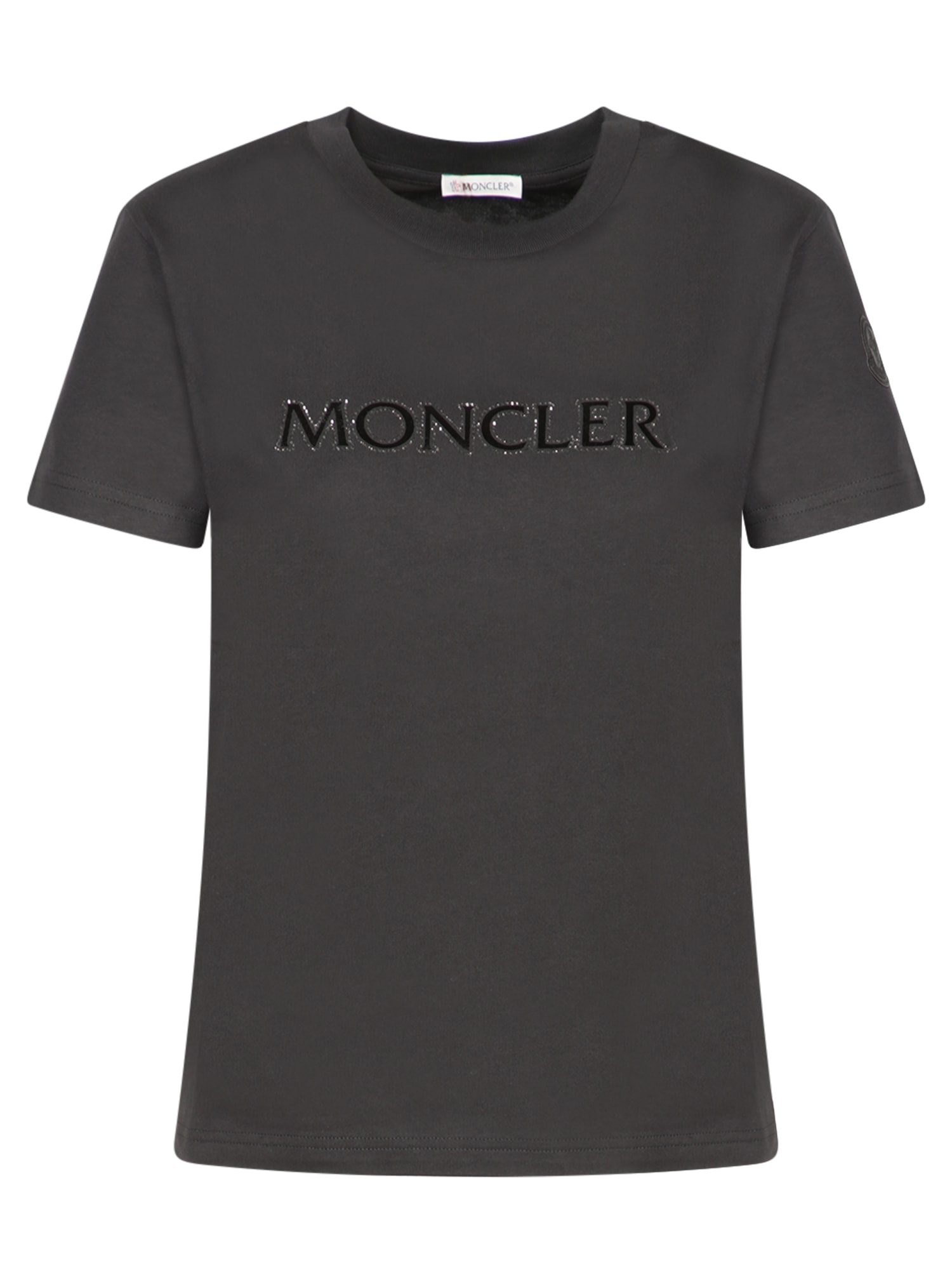 Shop Moncler Logo Black Cotton T-shirt