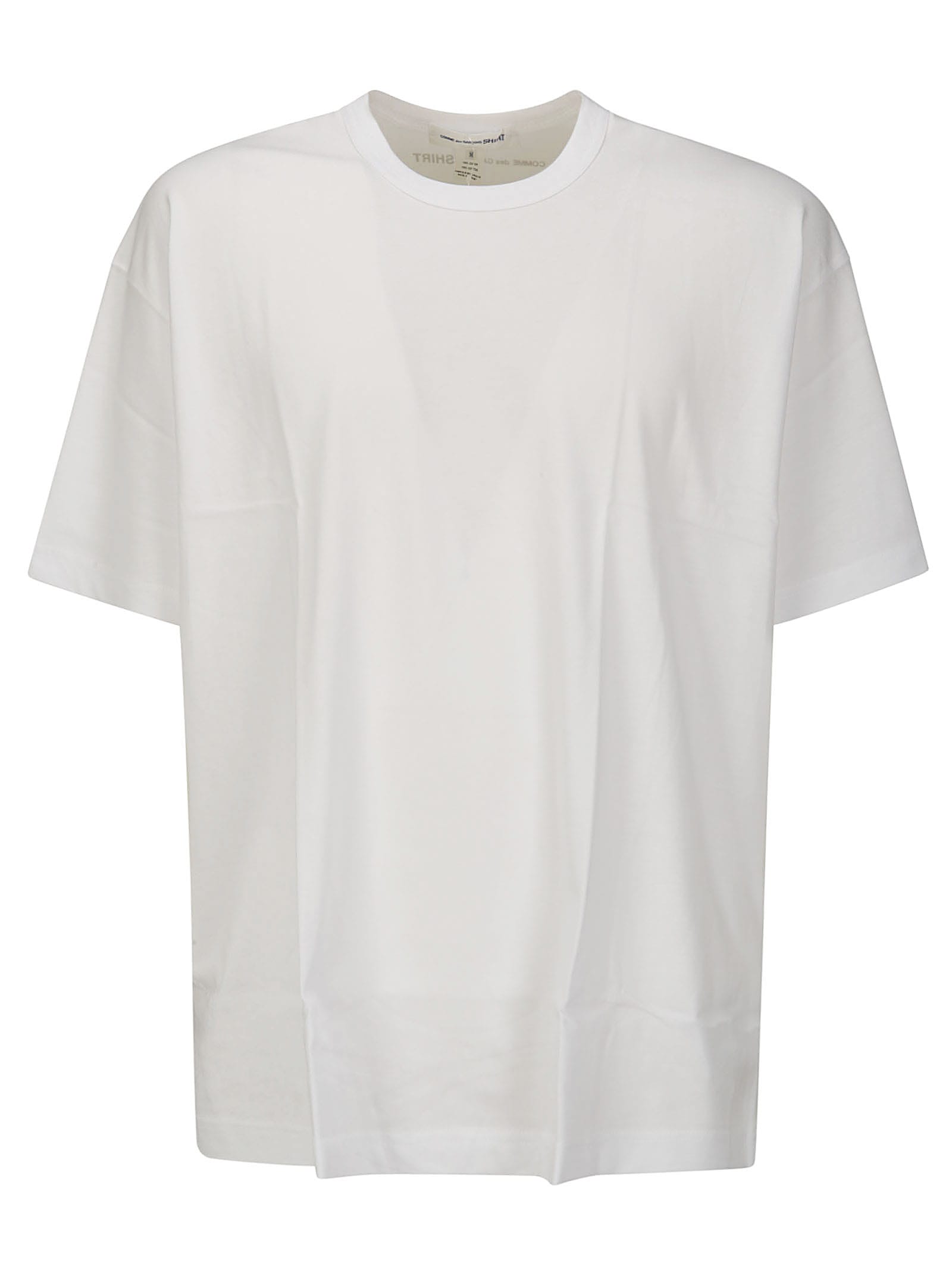 Shop Comme Des Garçons Shirt Cotton Jersey Plain With Printed Cdg Shirt L In White