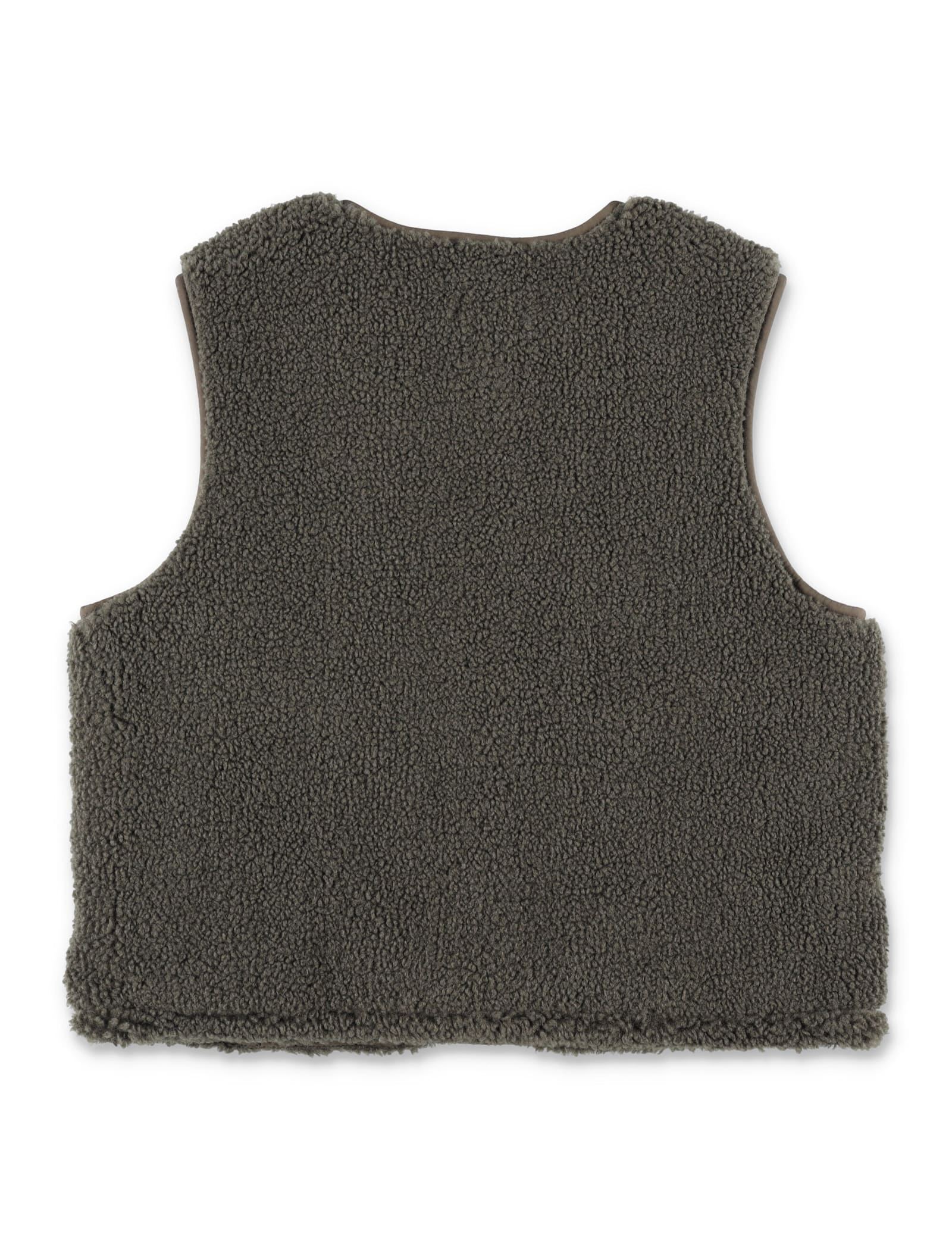 Bonpoint Reversible Teddy And Nylon Brown Gilet In Brown