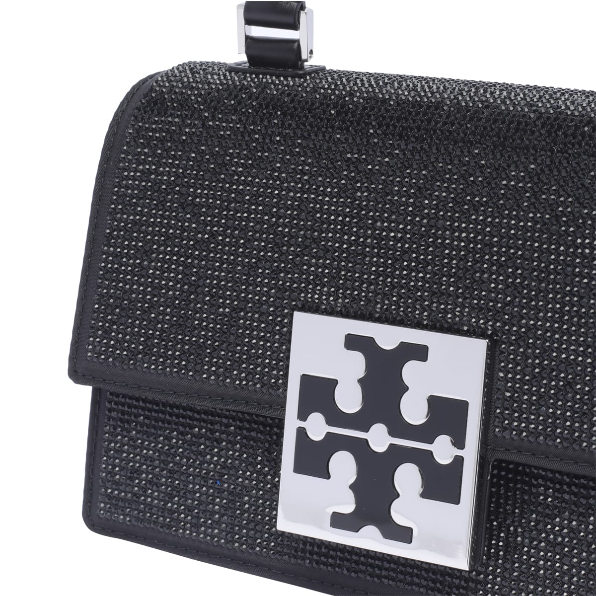 Shop Tory Burch Bon Bon Mini Embellished Handle Bag In Black