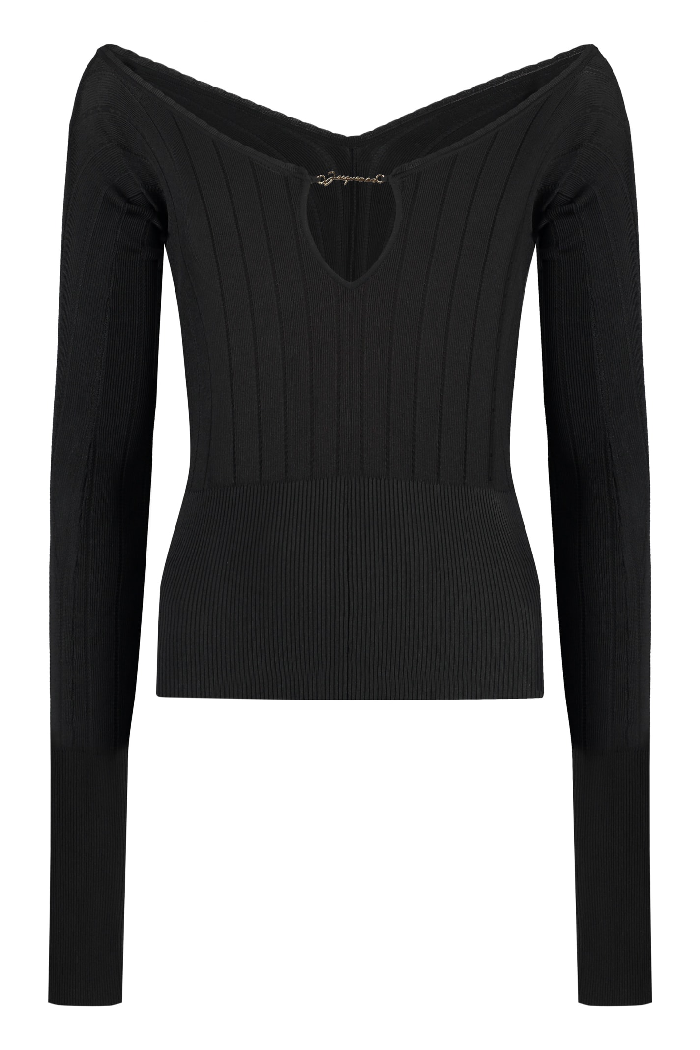 Shop Jacquemus Pralù Knitted Viscosa-blend Top In Black