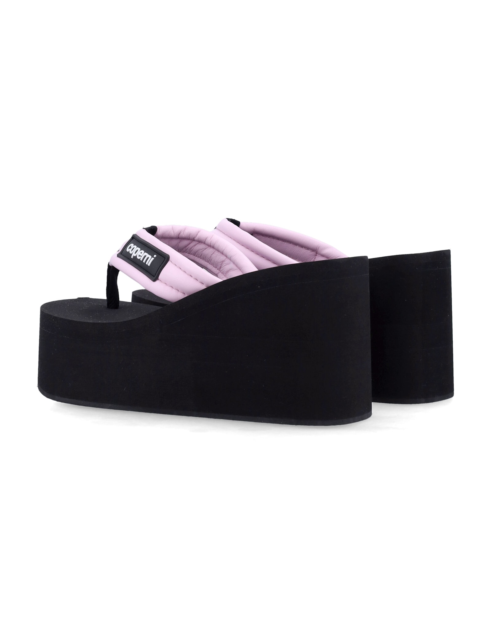 Shop Coperni Branded Wedge Sandal In Black Pink