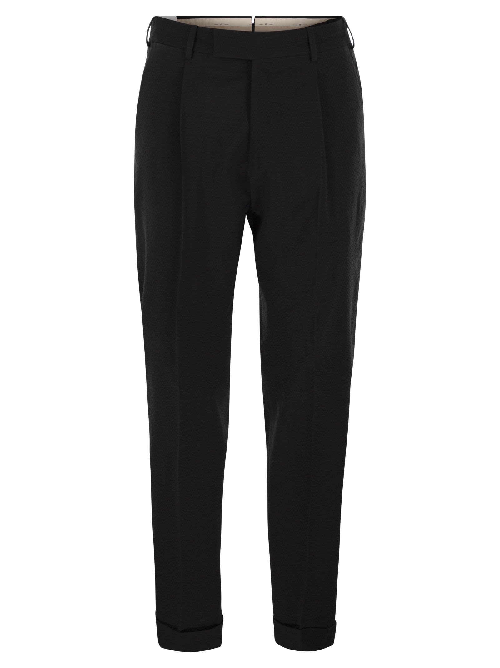 Pt Torino Wool Trousers In Black