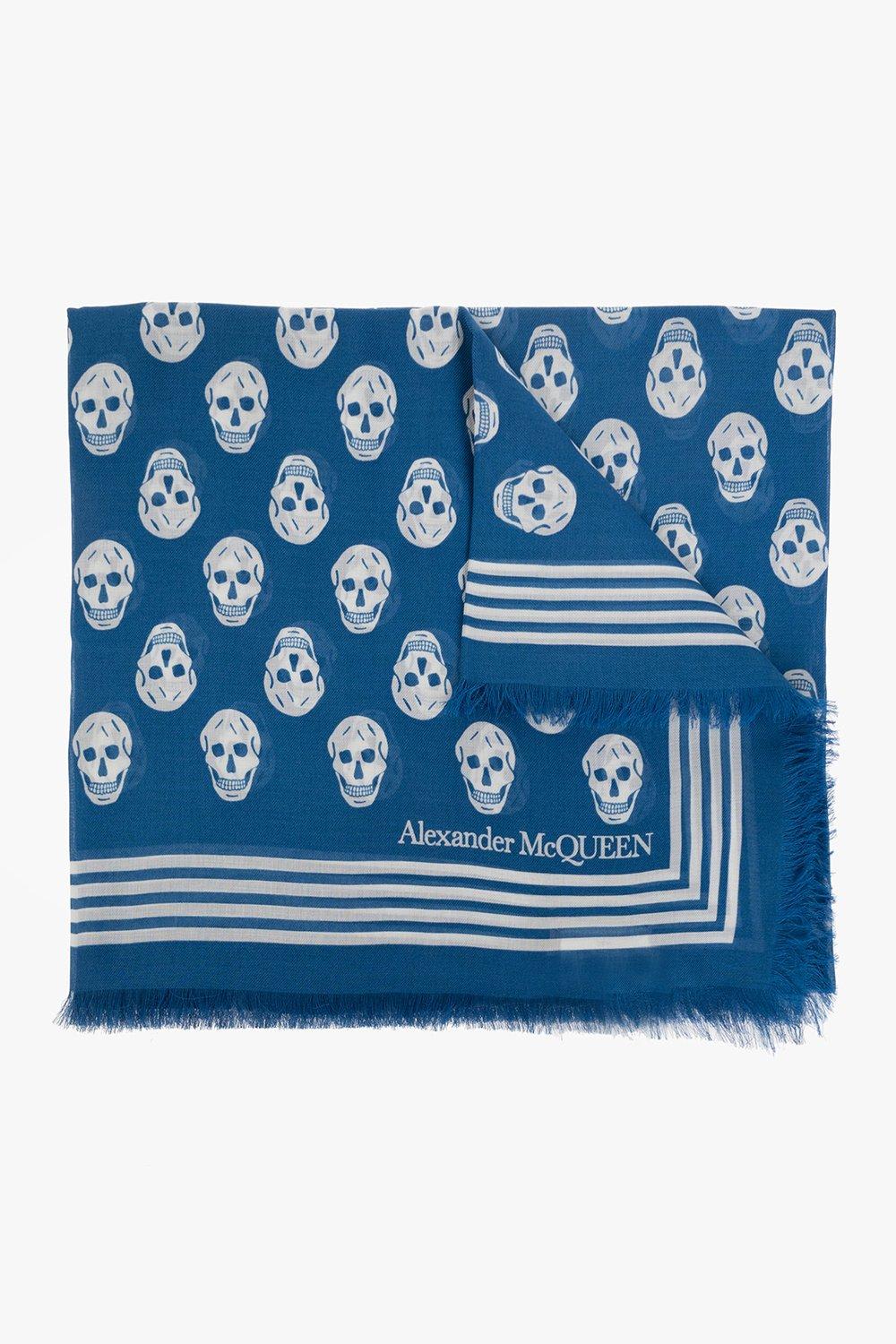 Shop Alexander Mcqueen Biker Skull Scarf In Blue