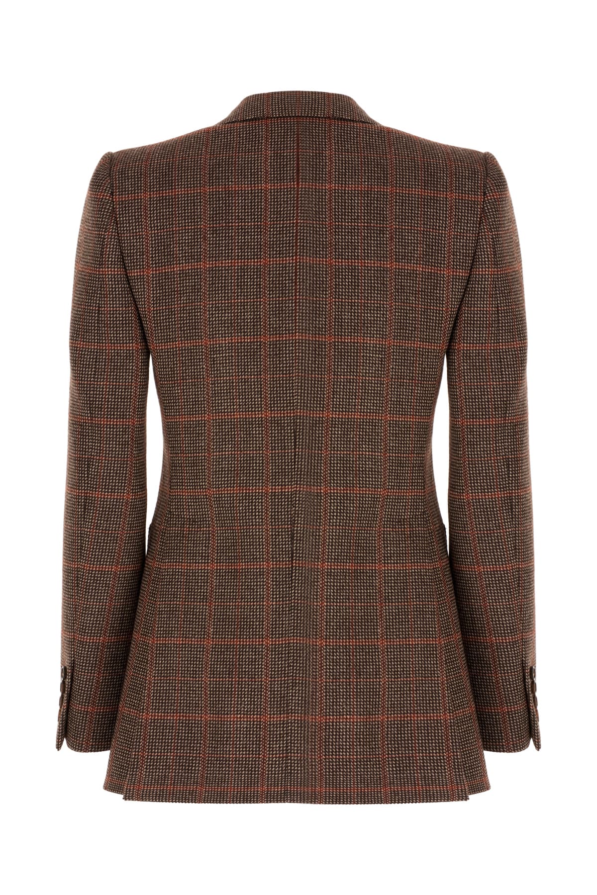 Chloé Single-breasted Checked Brown Wool Jacket Women In Brown