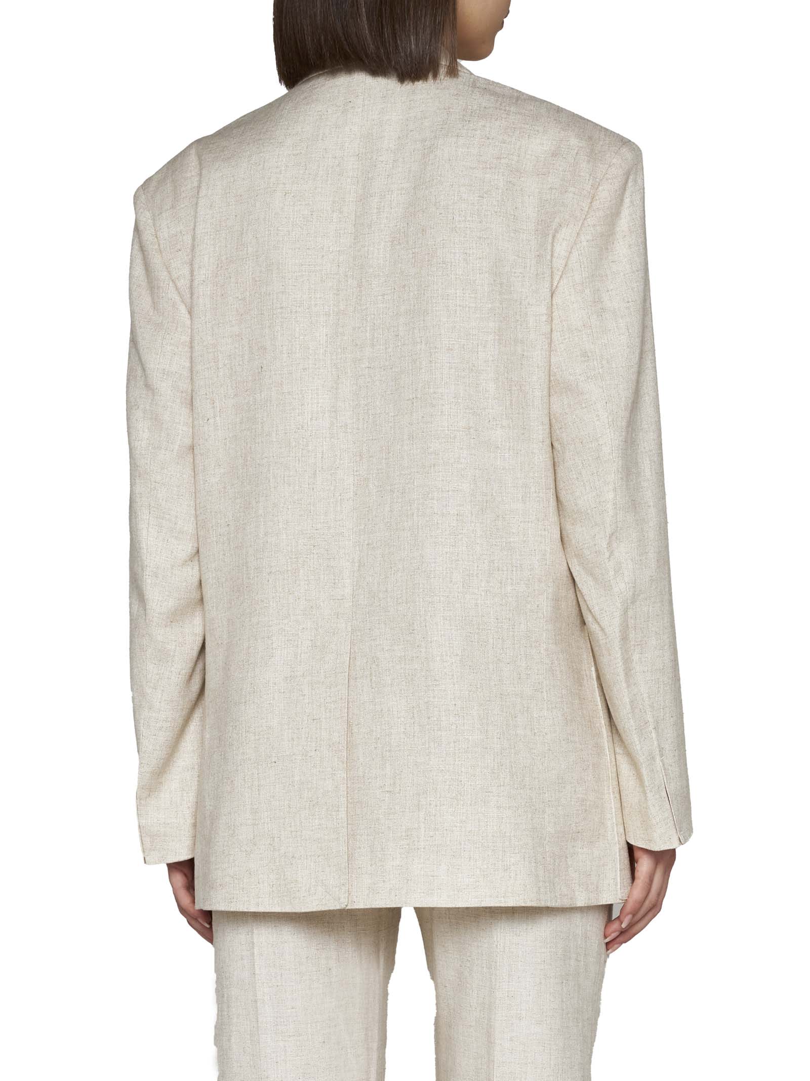 Jacquemus La Veste Tibau Linen-blend Blazer In Light Beige