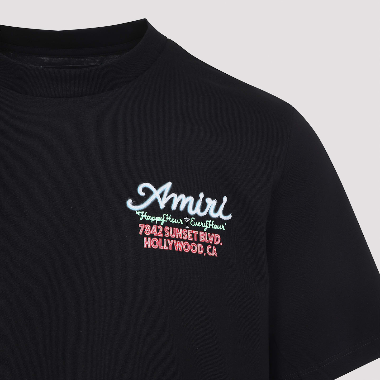 Amiri Mens Neon Lights Graphic-print Cotton T-shirt Black Xl In Black