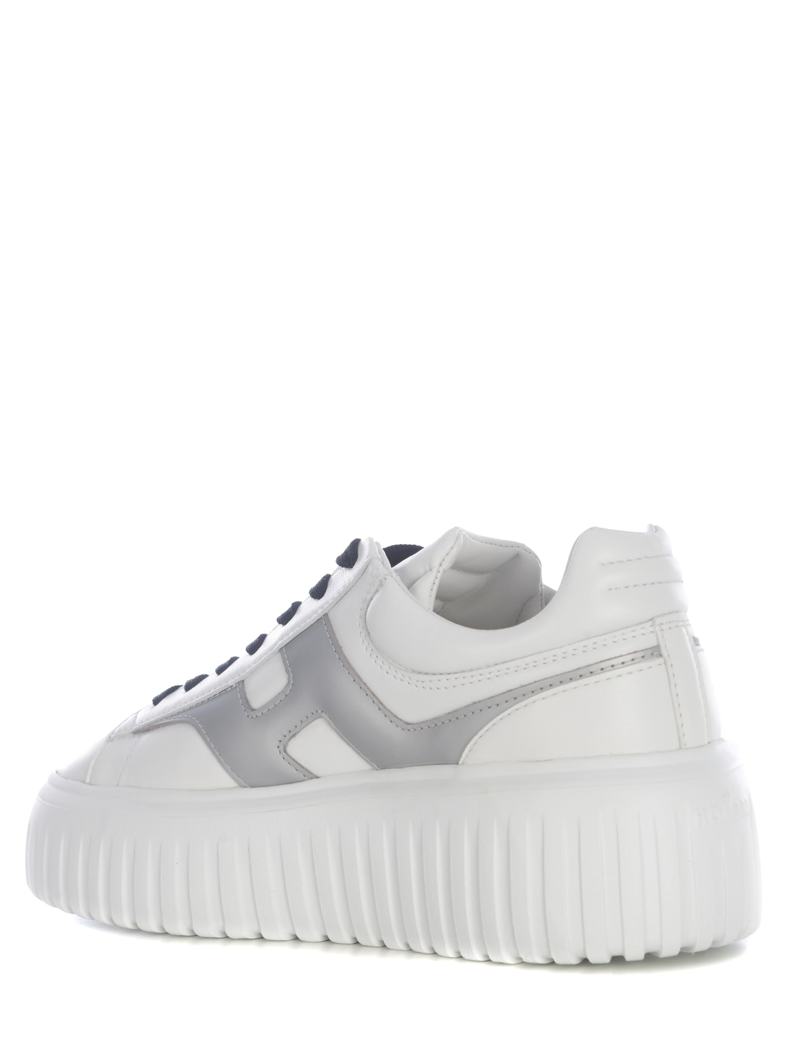 Shop Hogan Sneakers  H-stripes Made Of Leather In Bianco