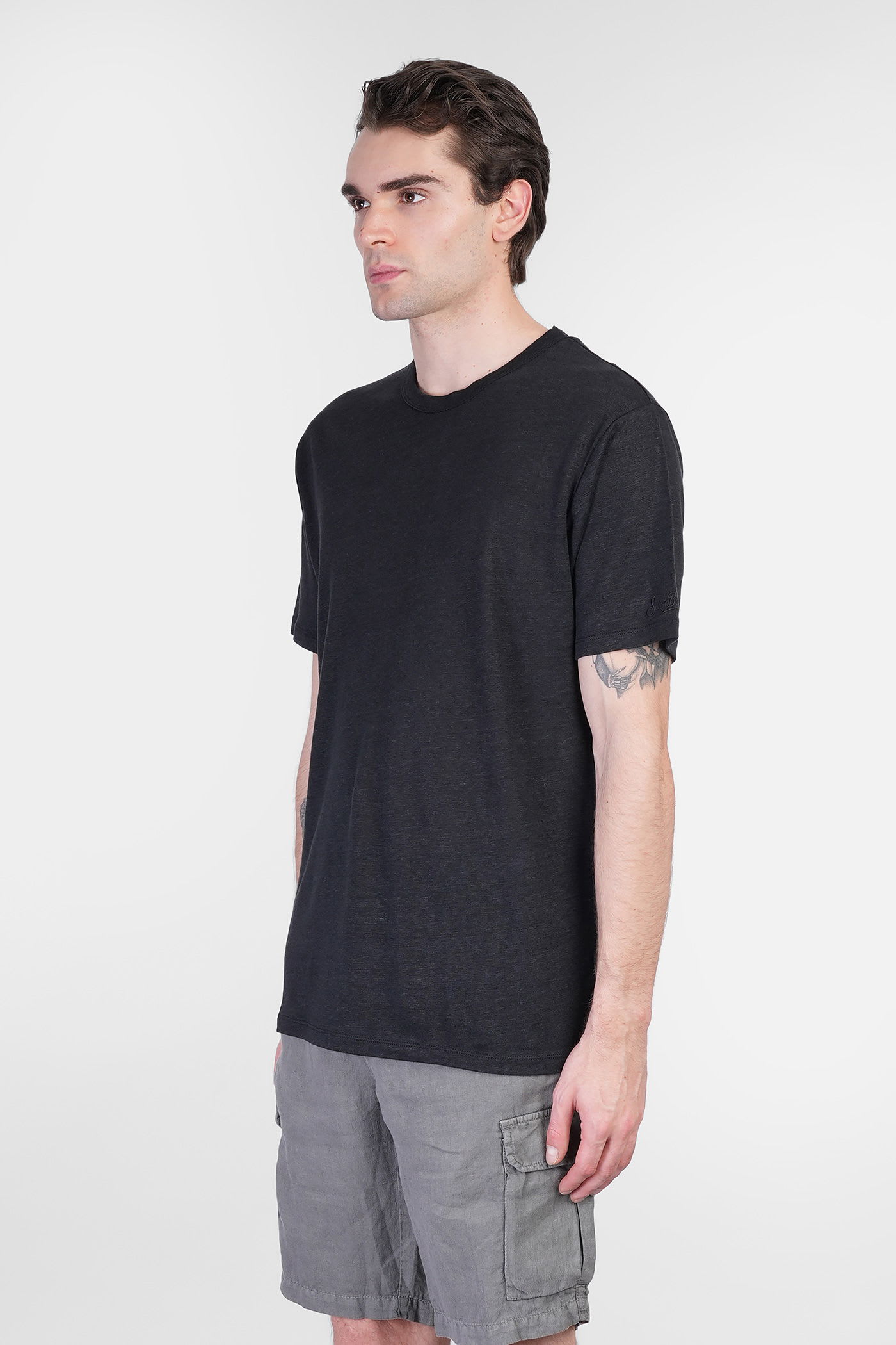 Mc2 Saint Barth Ecstasea N T-shirt In Black Linen In Black
