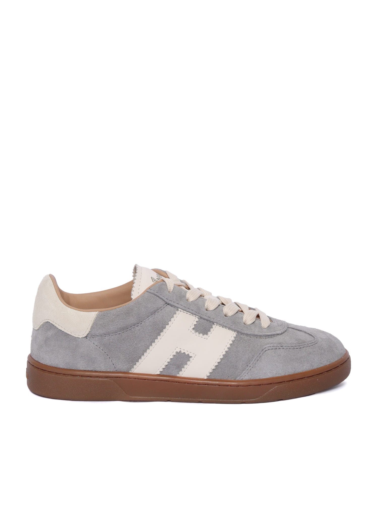 Hogan Suede Sneakers With Rubber Sole And Stitching In Gray
