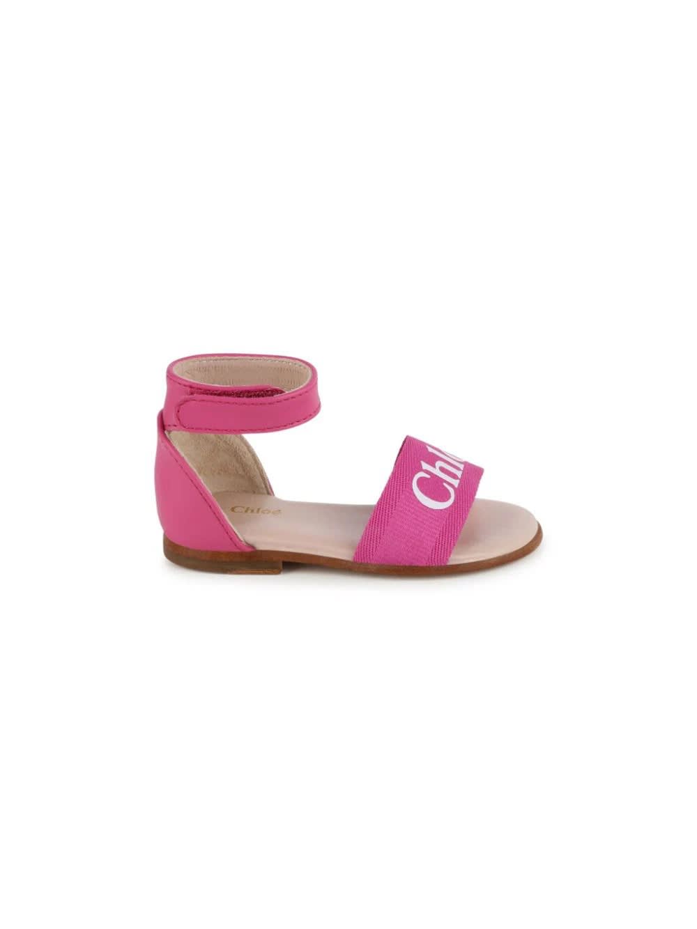 Shop Chloé Fuchsia Sandals With Logo In Pink