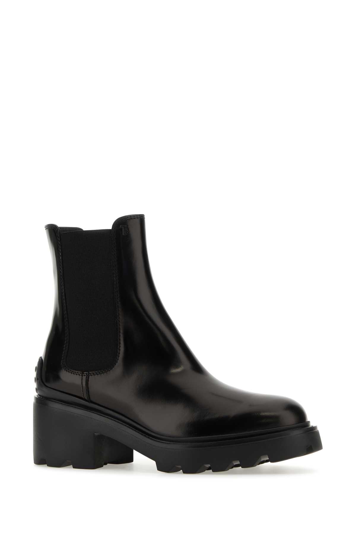 Shop Tod's Black Leather Ankle Boots In Nero
