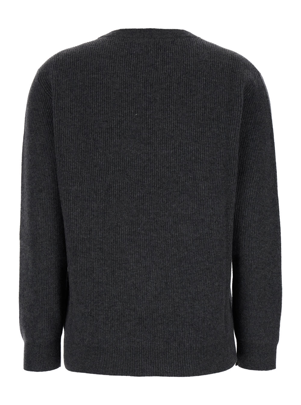 Shop Brunello Cucinelli Grey Crewneck Sweater In Ribbed Cashmere Woman