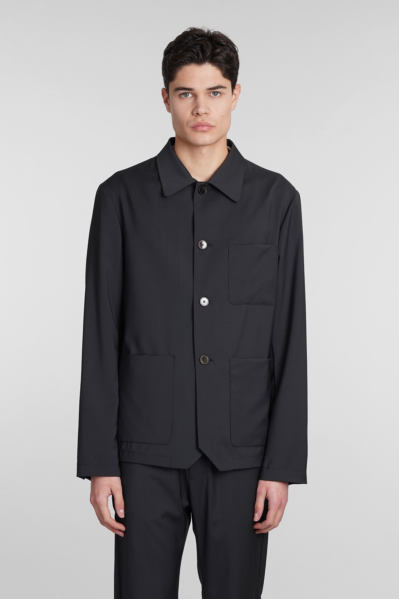 Visal Casual Jacket In Black Wool