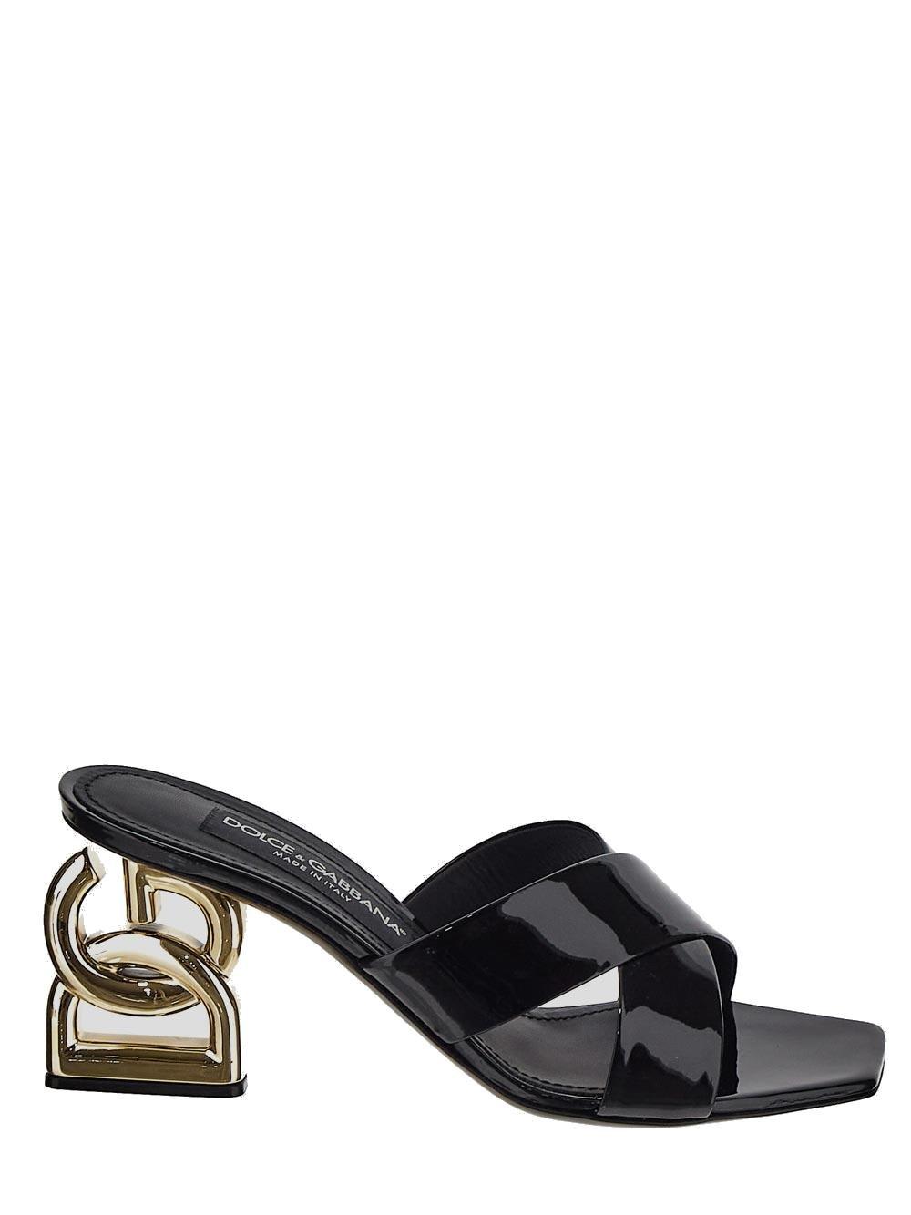 Dolce & Gabbana Crossover Strap Mules In Black