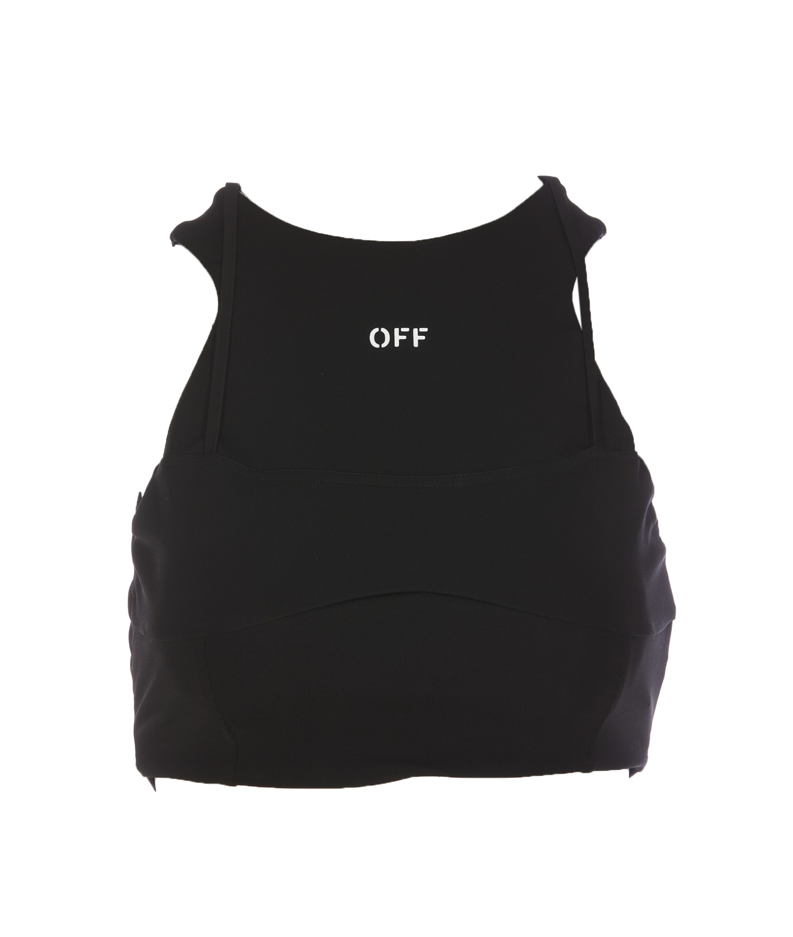 Off-white Logo Laceup Harness Bra In Black