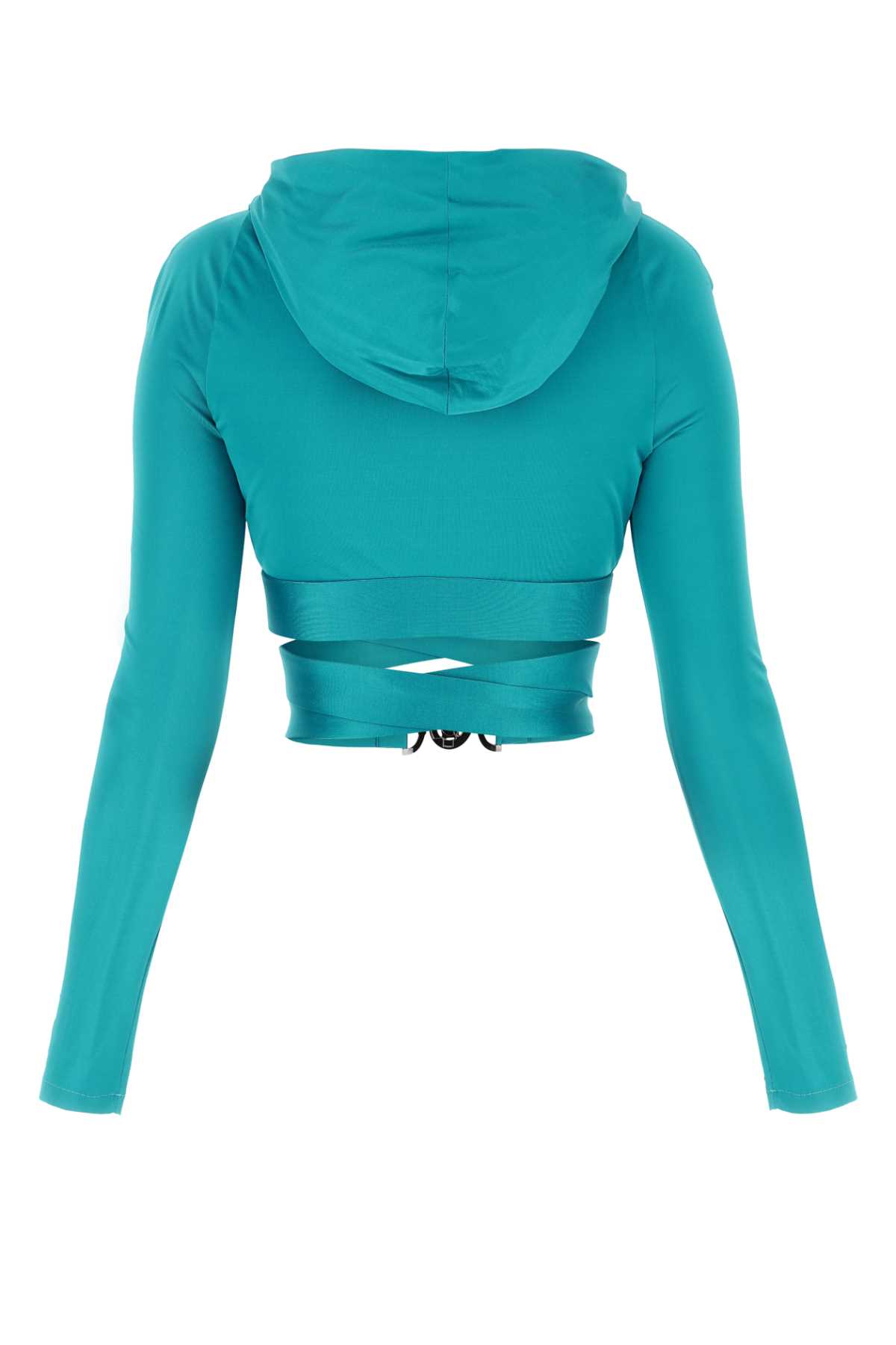 Shop Versace Teal Green Viscose Top In Turchese