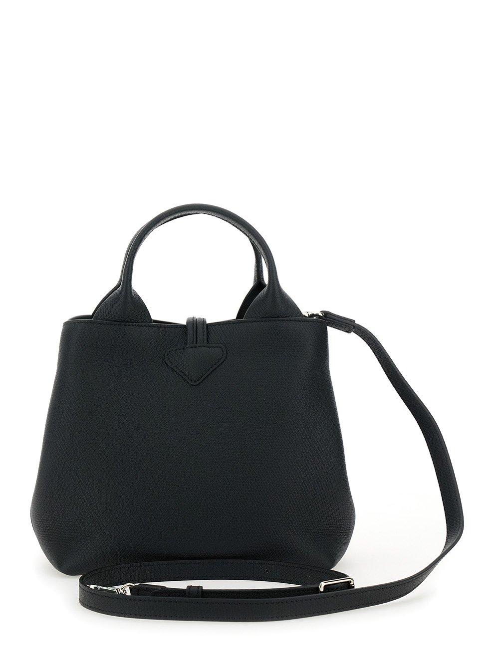 Shop Longchamp Le Roseau S Top Handle Bag In Black