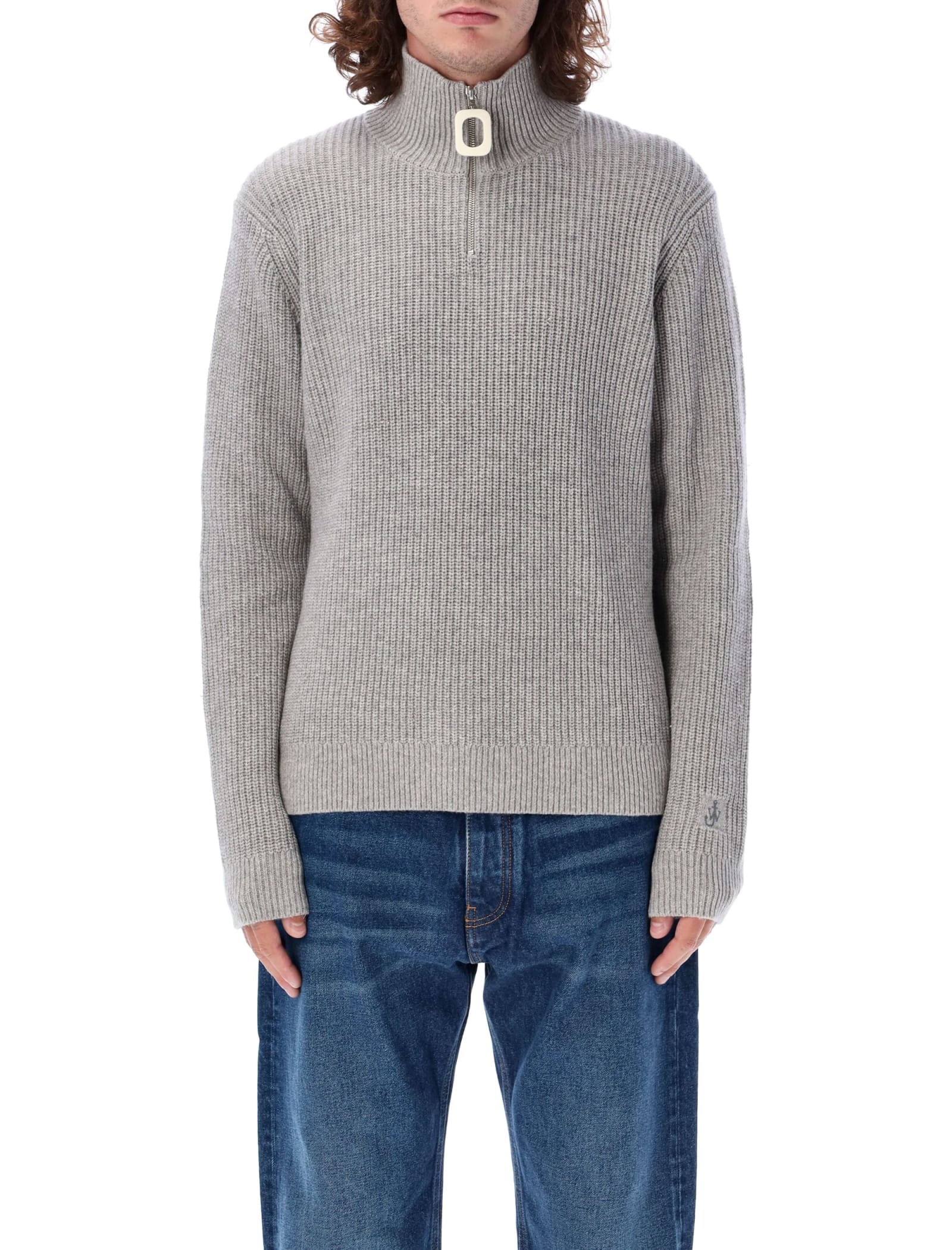 Shop Jw Anderson Jwa Puller Half Zip Jumper In Grey