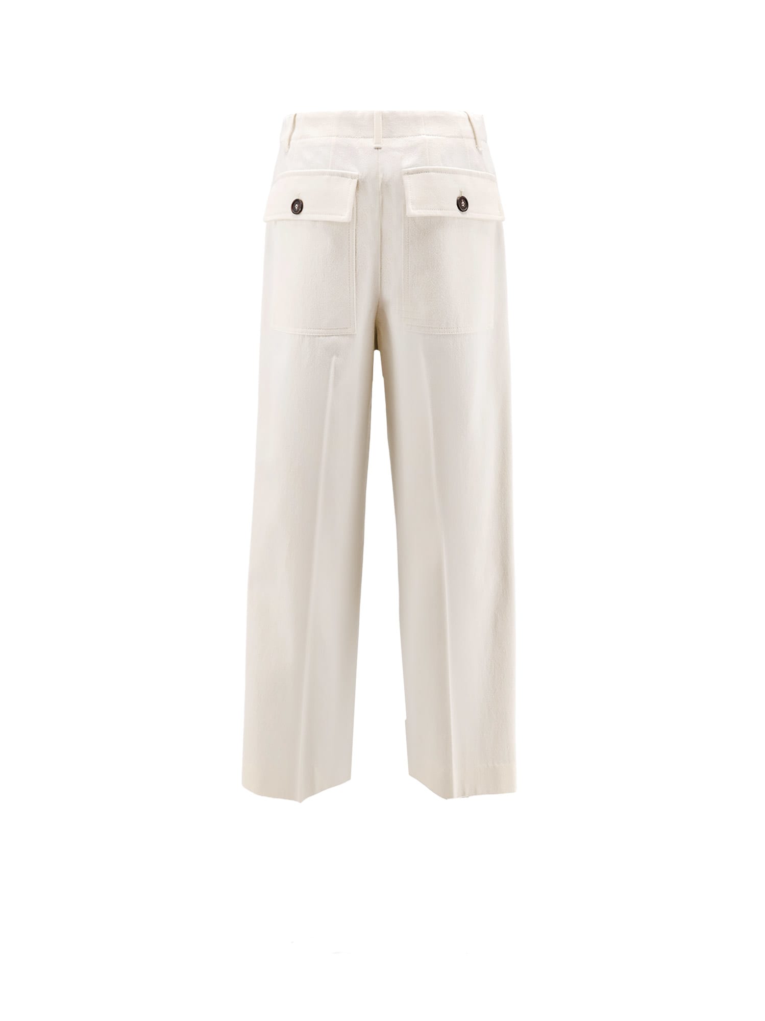 Brunello Cucinelli Cotton And Wool Trousers With Adjustable Drawstring In Neutral