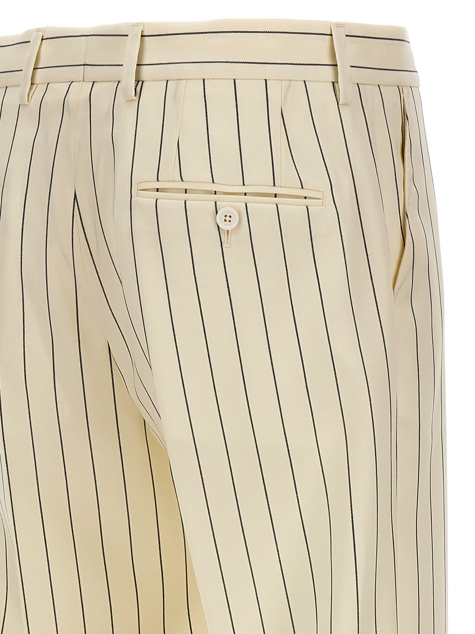 Shop Dolce & Gabbana Pinstripe Pants In White/black