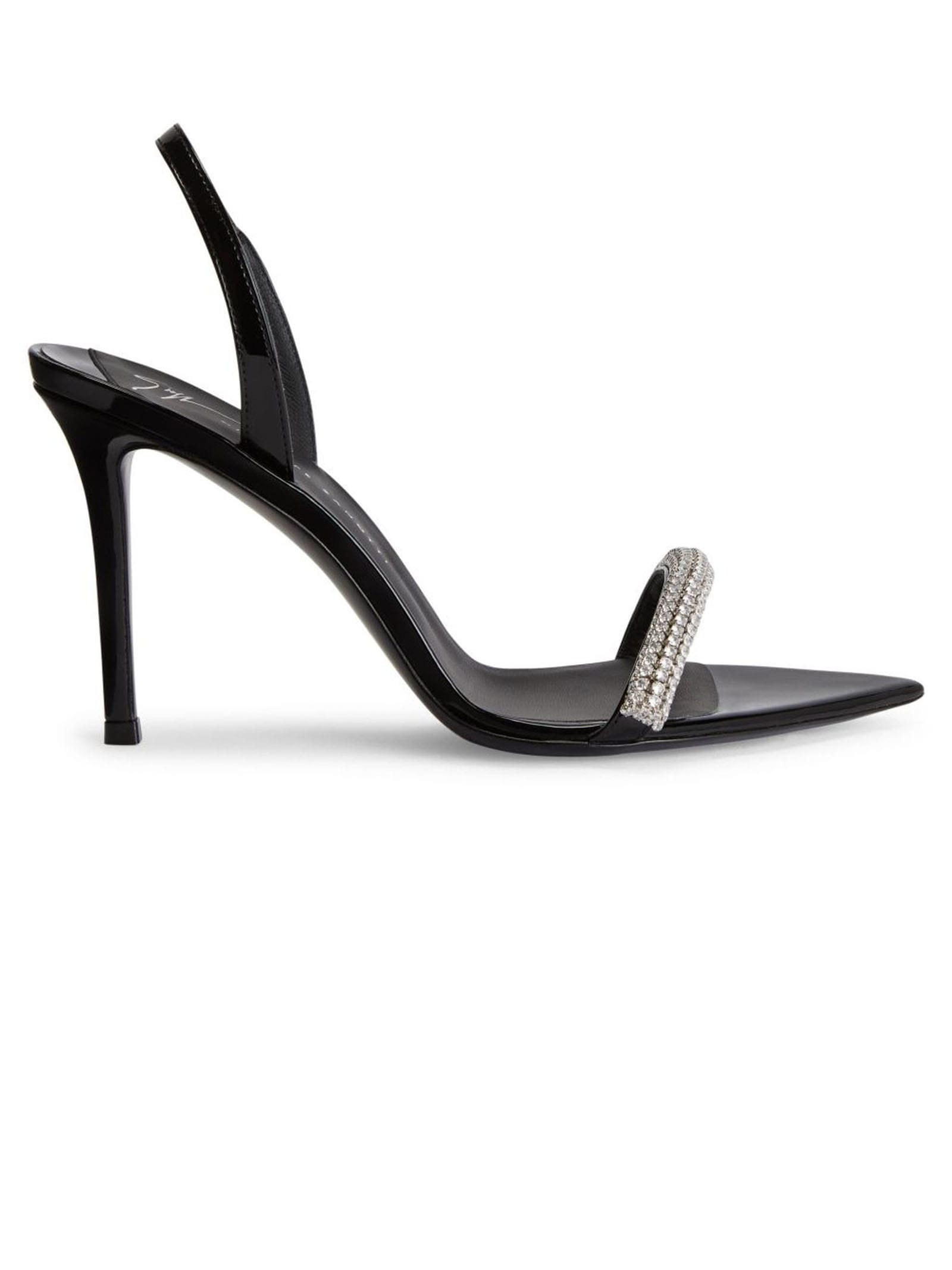 Black Patent Leather Slingback Sandals
