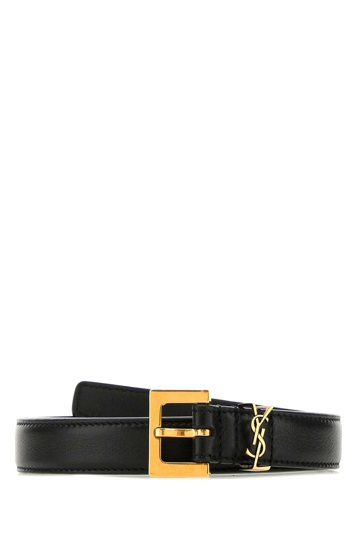 Saint Laurent Black Leather Belt