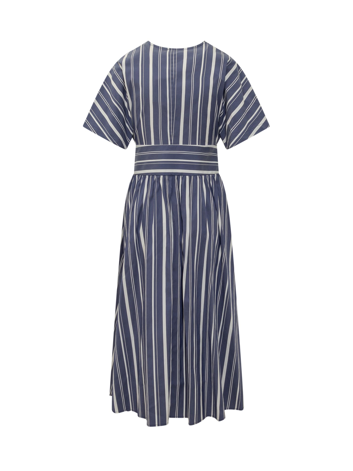 Shop Woolrich Dress With Striped Pattern In Twilight Blue Stripe