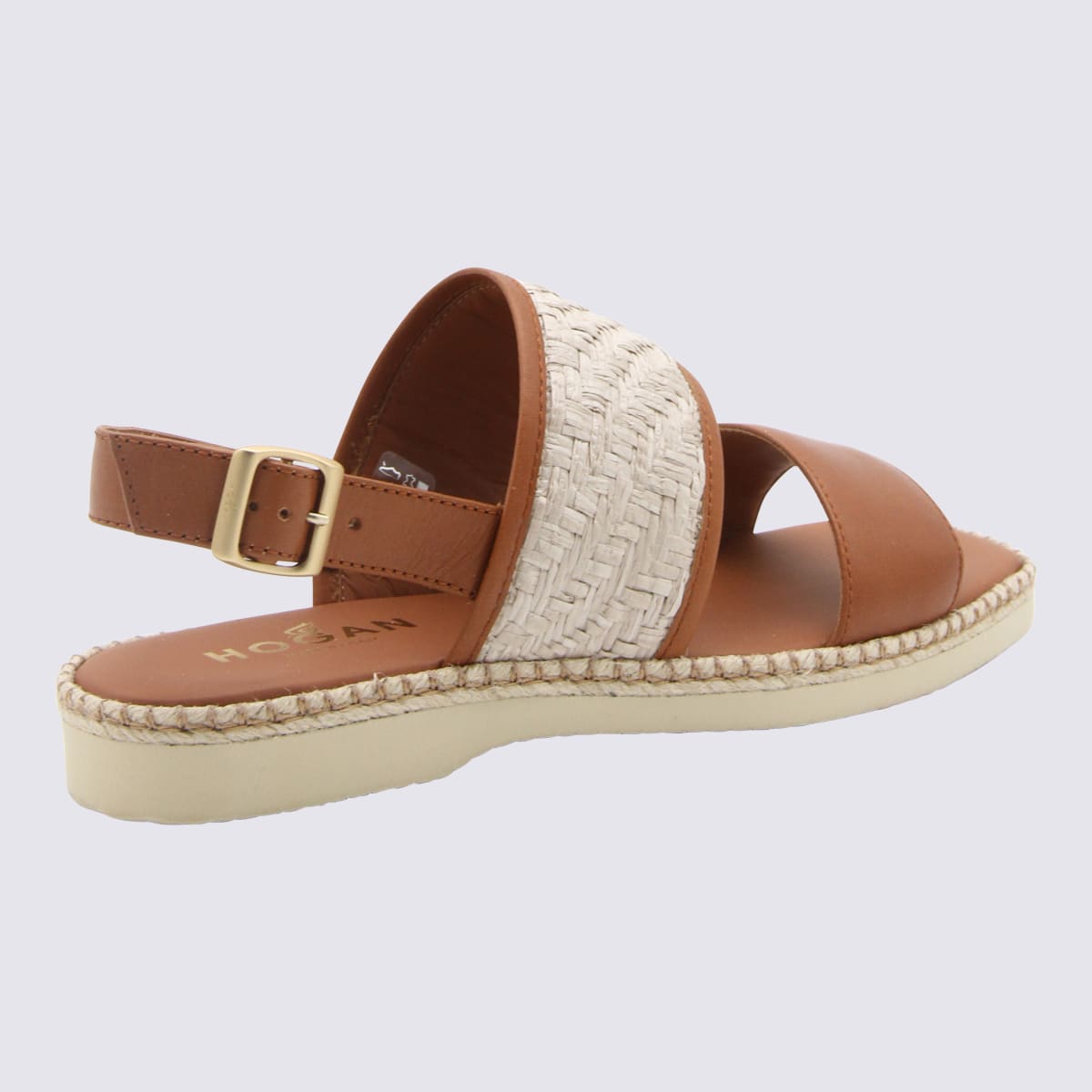 Shop Hogan Brown Leather H660 Sandals