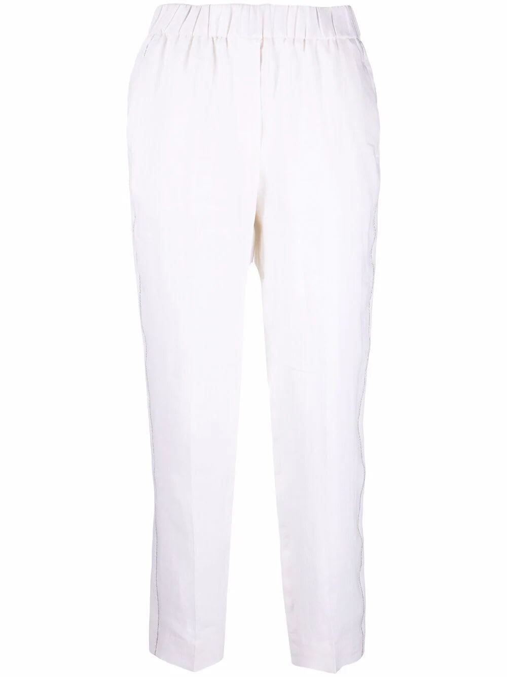 Shop Peserico Slim Pants With Coulisse In Venezian Stucco