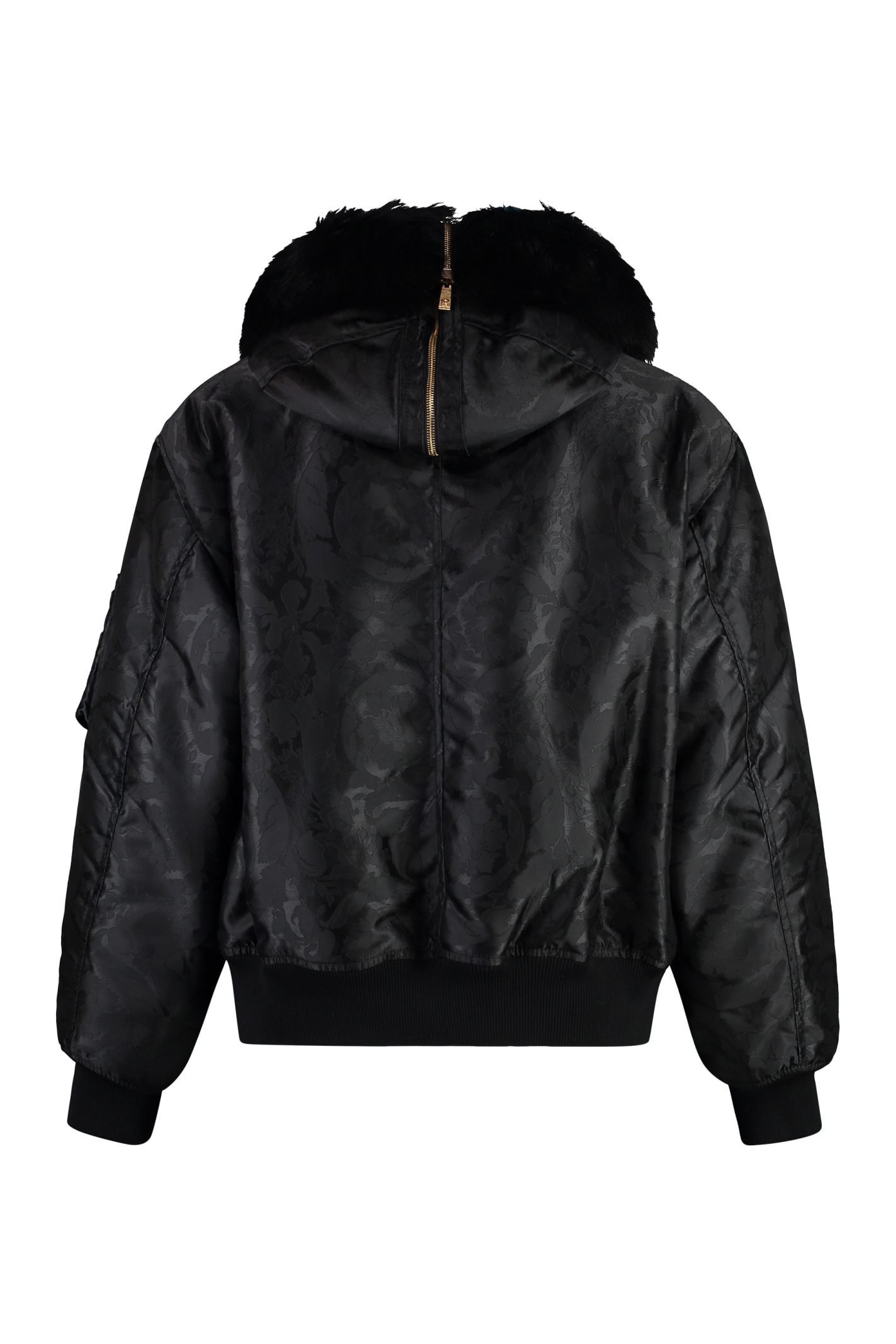 Shop Versace Bomber Jacket In Technical Fabric In Black