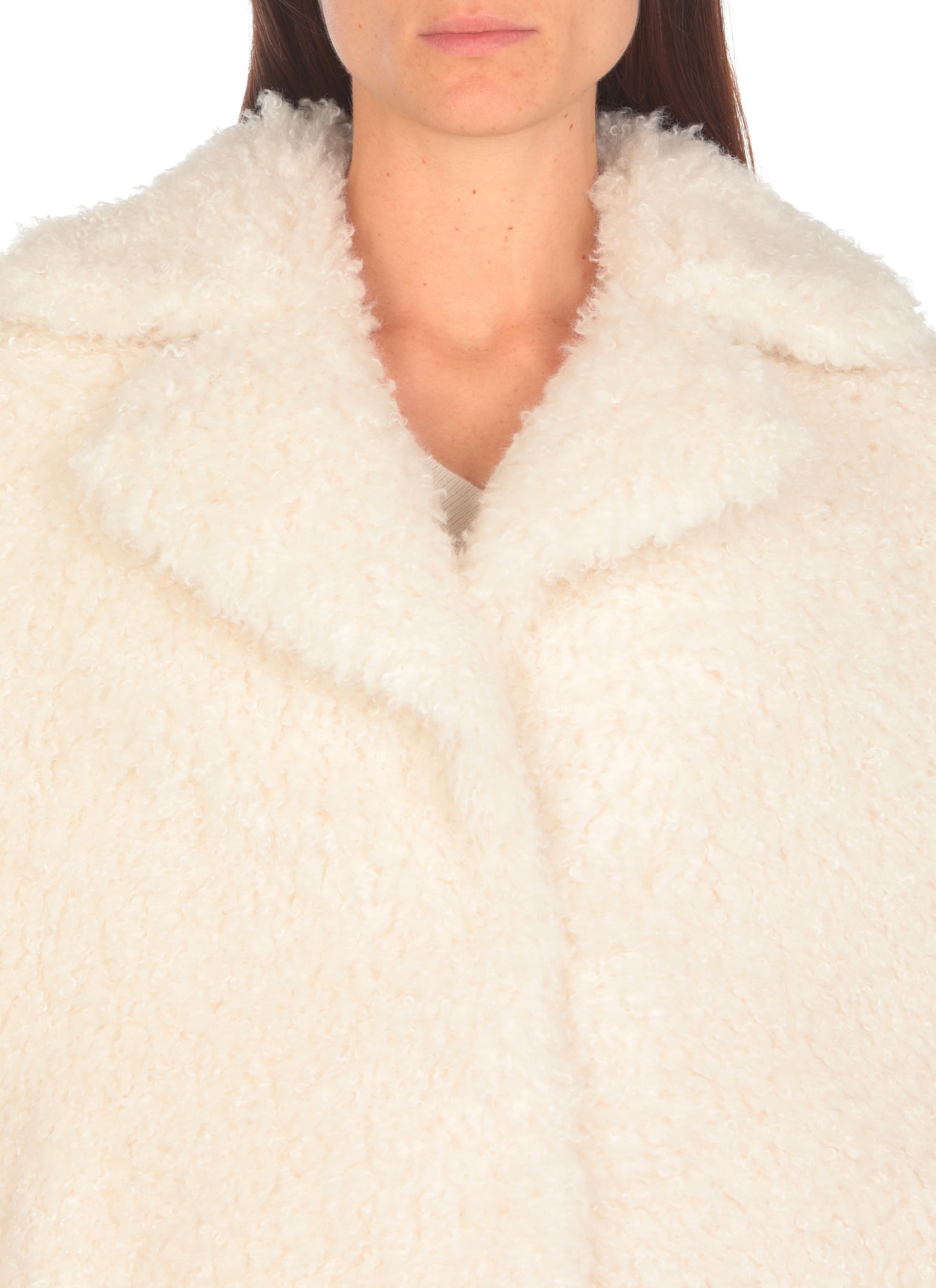 Shop Betta Corradi Bouclé Coat In Ivory