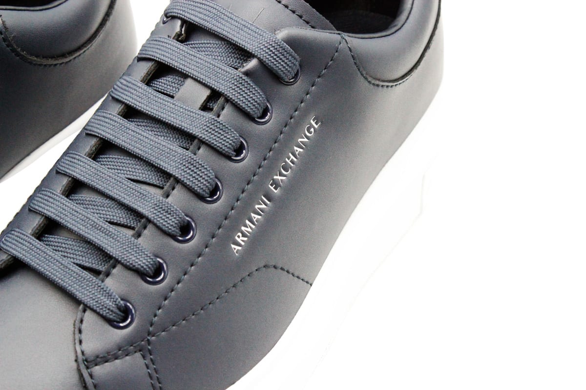 Shop Armani Collezioni Light Sneaker In Soft Leather With White Sole In Blue