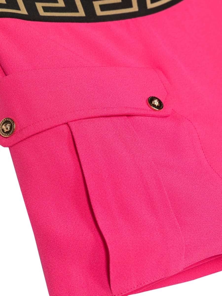 Versace Greca Shorts In Fuchsia