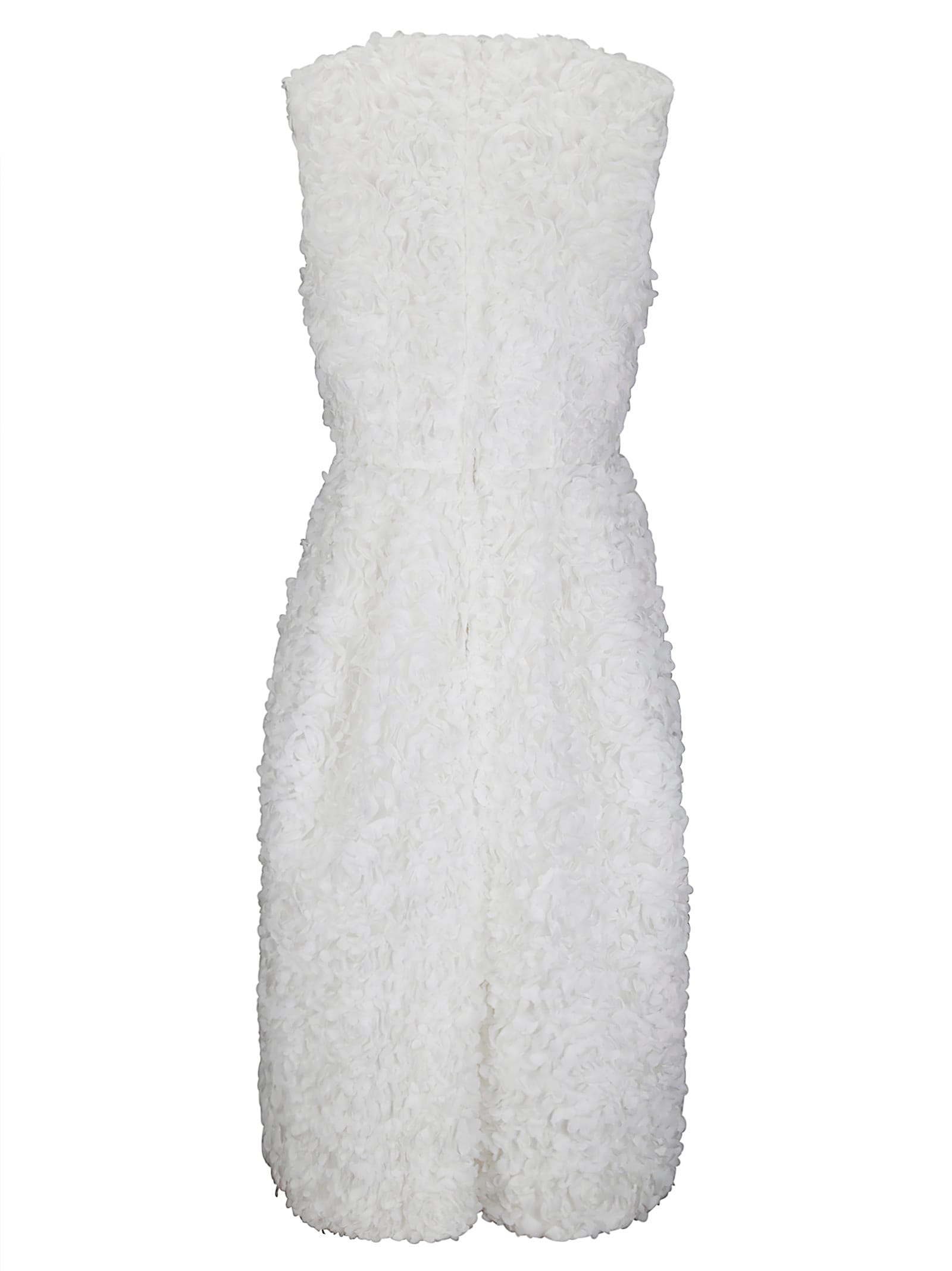 Comme Des Garçons Tulle Flower Tape Embroidery Midi Dress In White
