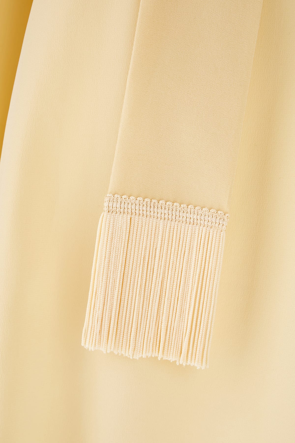 Valentino Silk Blouse Fringe Tie Long Sleeves In Neutral