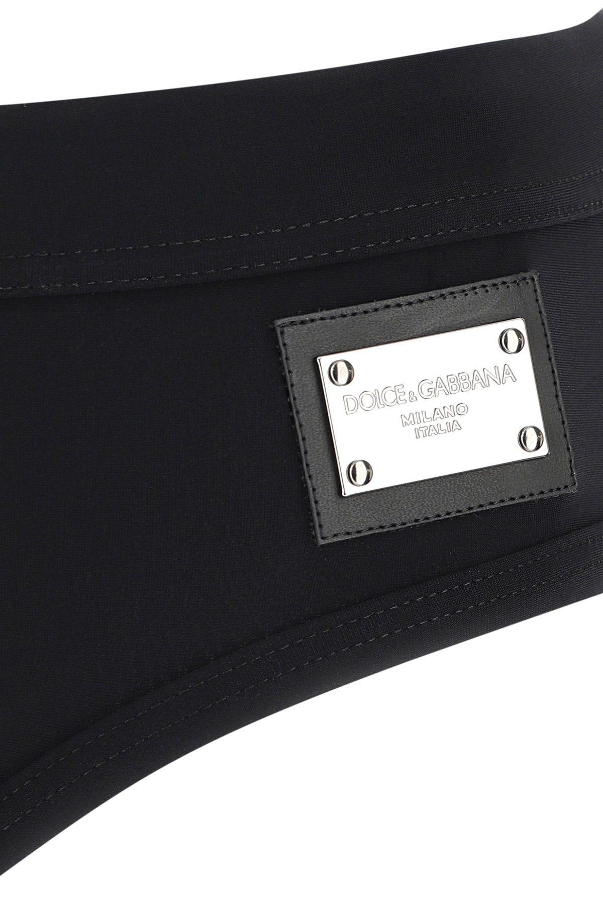 Shop Dolce & Gabbana Black Stretch Nylon Swimming Brief