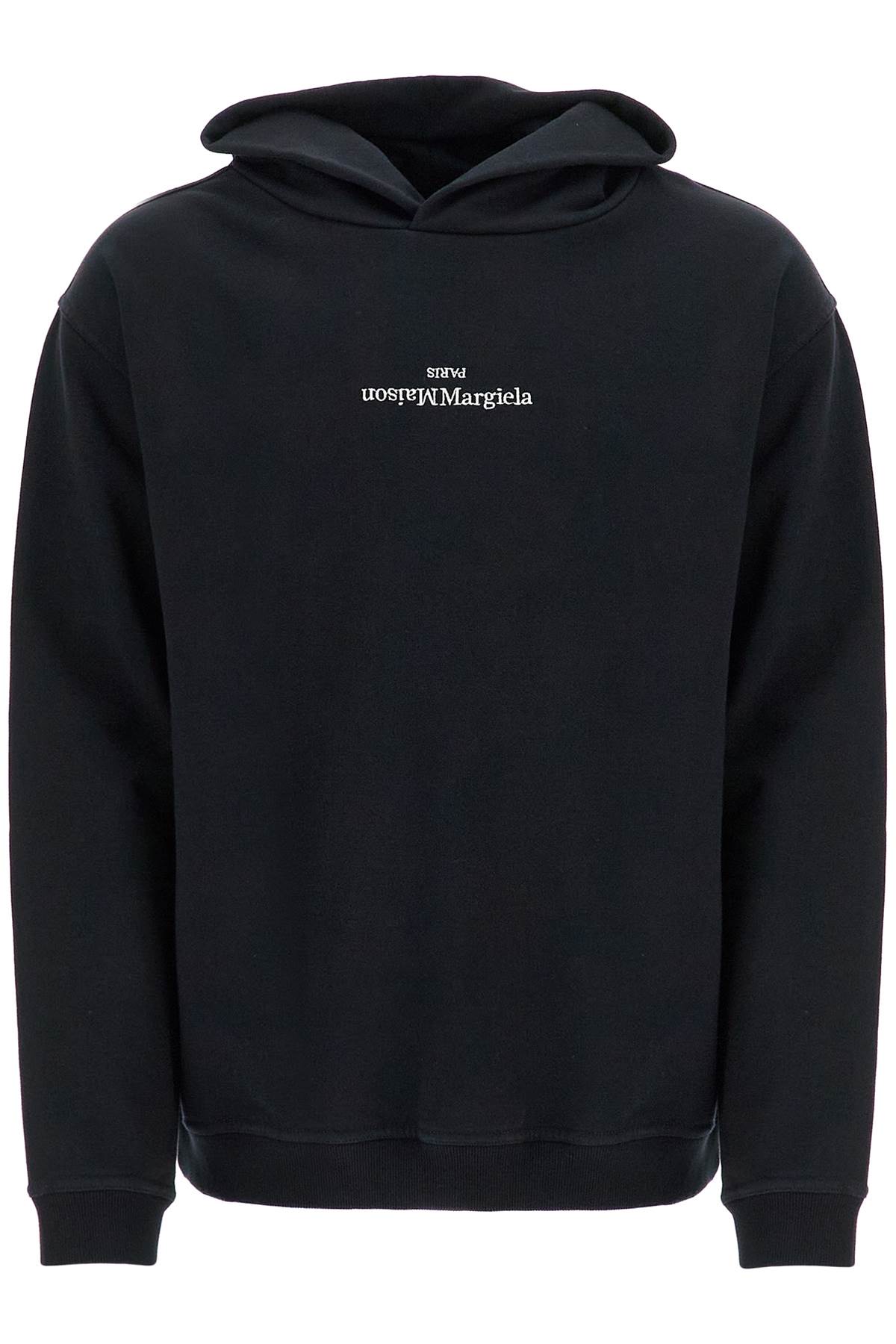 Maison Margiela Sweatshirt With Reversed Logo In Black/ White Embroidery (black)